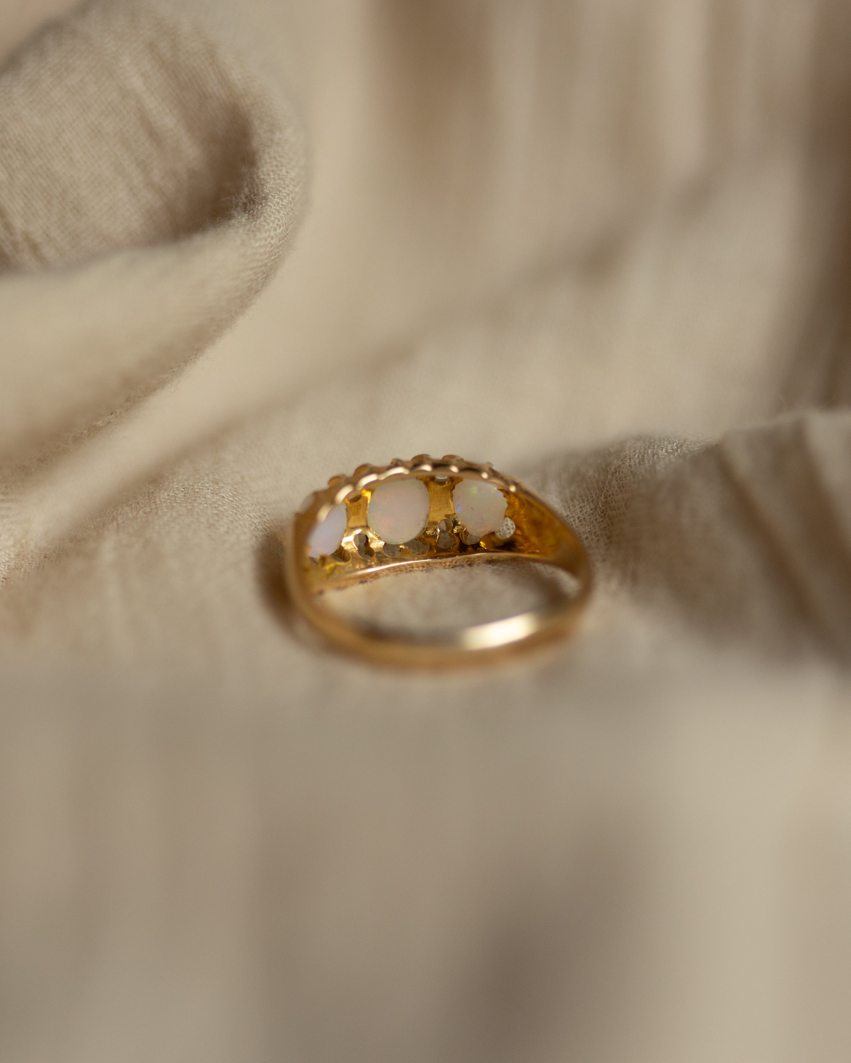 Madeline 1913 Antique 18ct Gold Opal & Diamond Ring