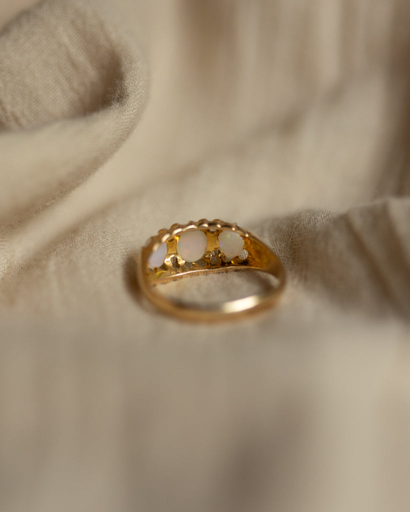 Madeline 1913 Antique 18ct Gold Opal & Diamond Ring