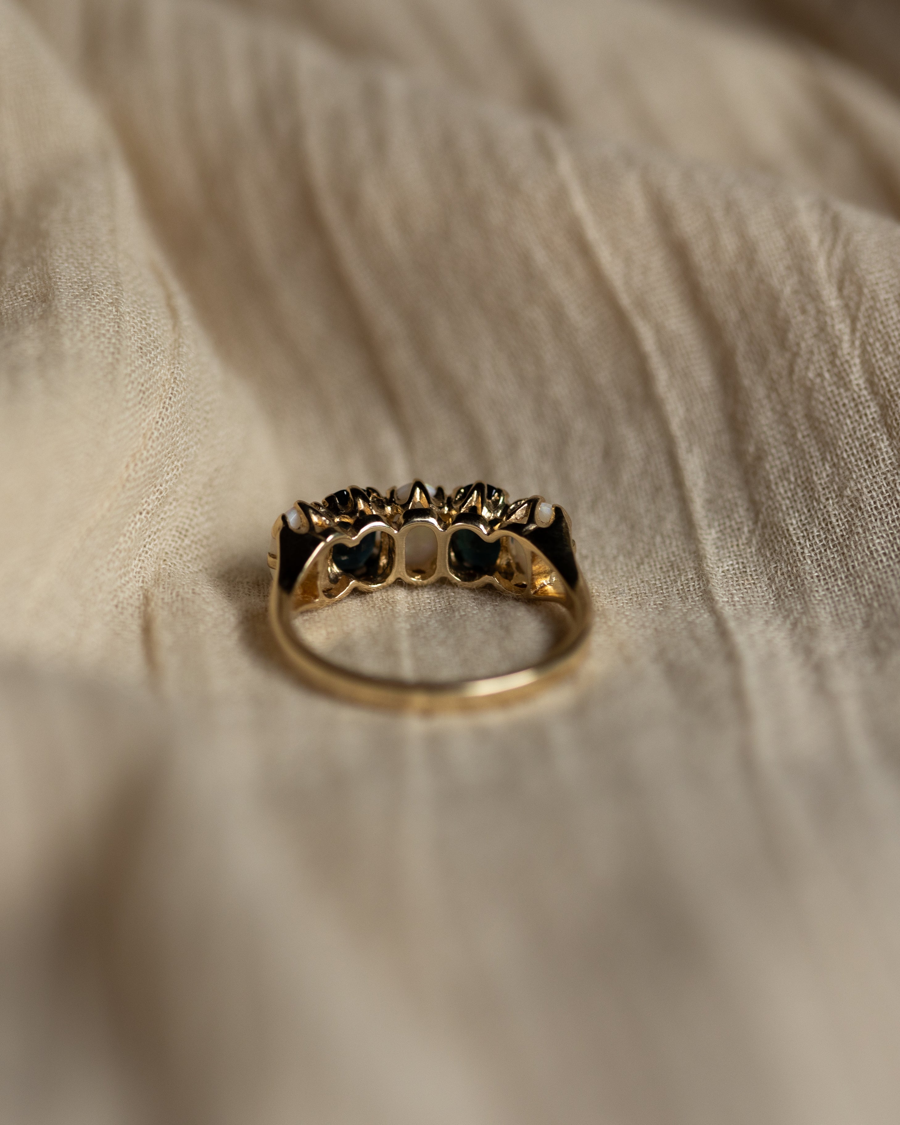 Elise 1976 Vintage 9ct Gold Opal & Sapphire Five Stone Ring
