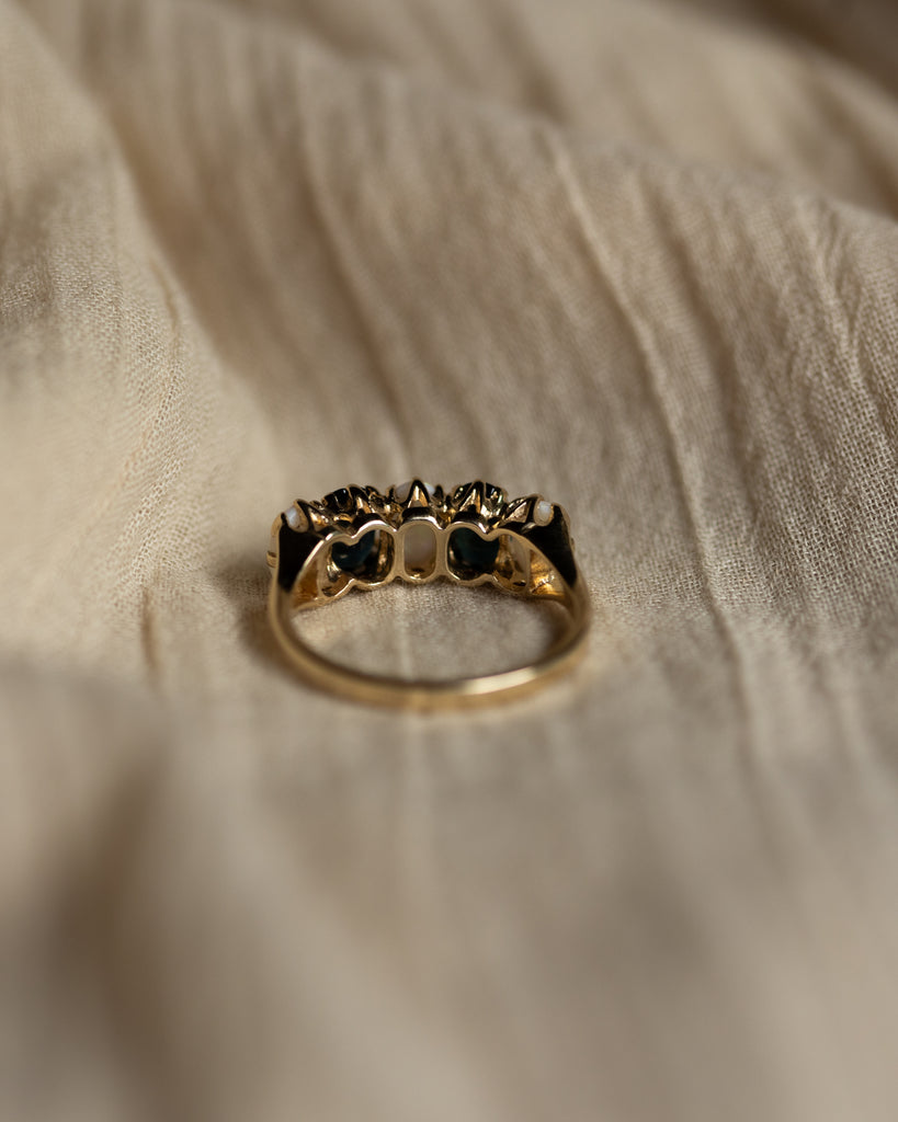 Elise 1976 Vintage 9ct Gold Opal & Sapphire Five Stone Ring