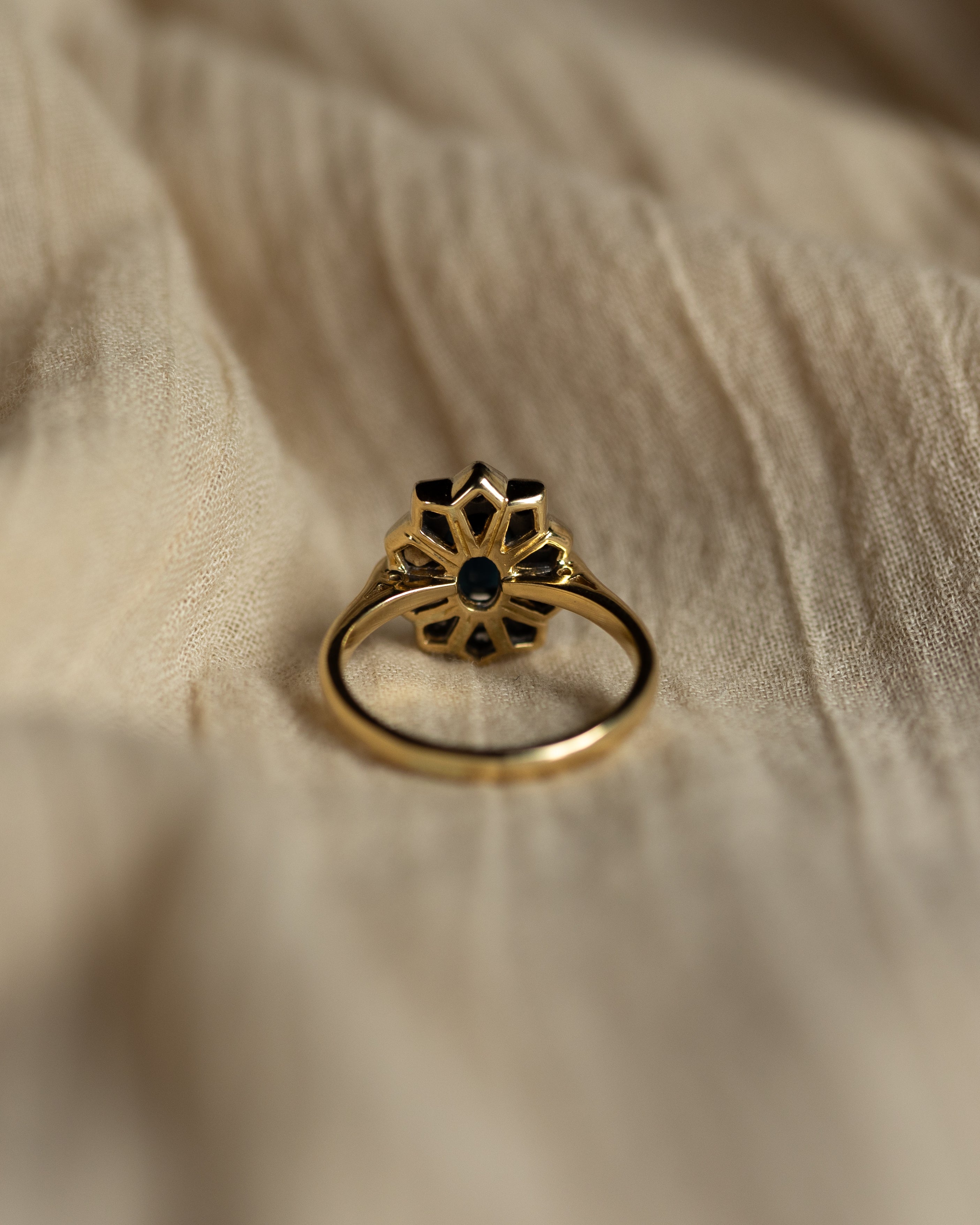 Victoria 1964 Vintage 18ct Gold Sapphire & Diamond Cluster Ring
