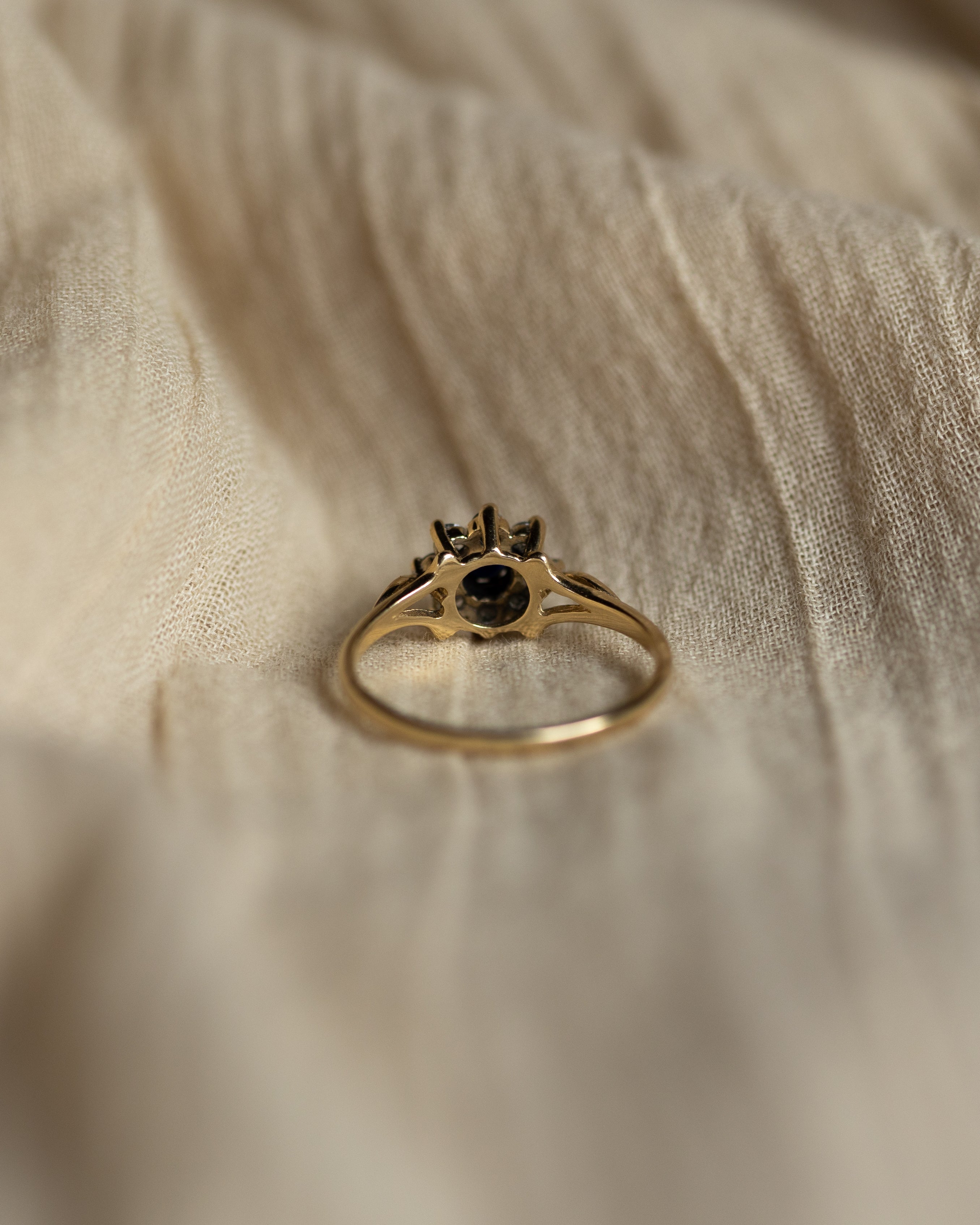 Chelsea Vintage 9ct Gold Sapphire & CZ Cluster Ring