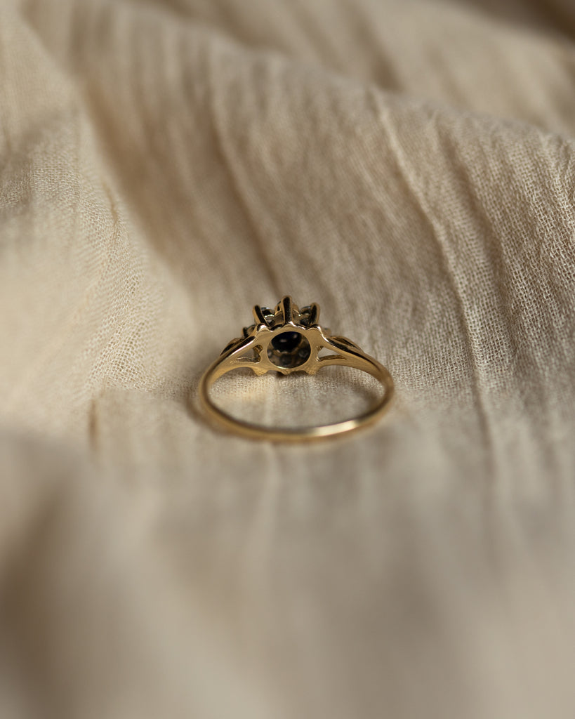Chelsea Vintage 9ct Gold Sapphire & CZ Cluster Ring