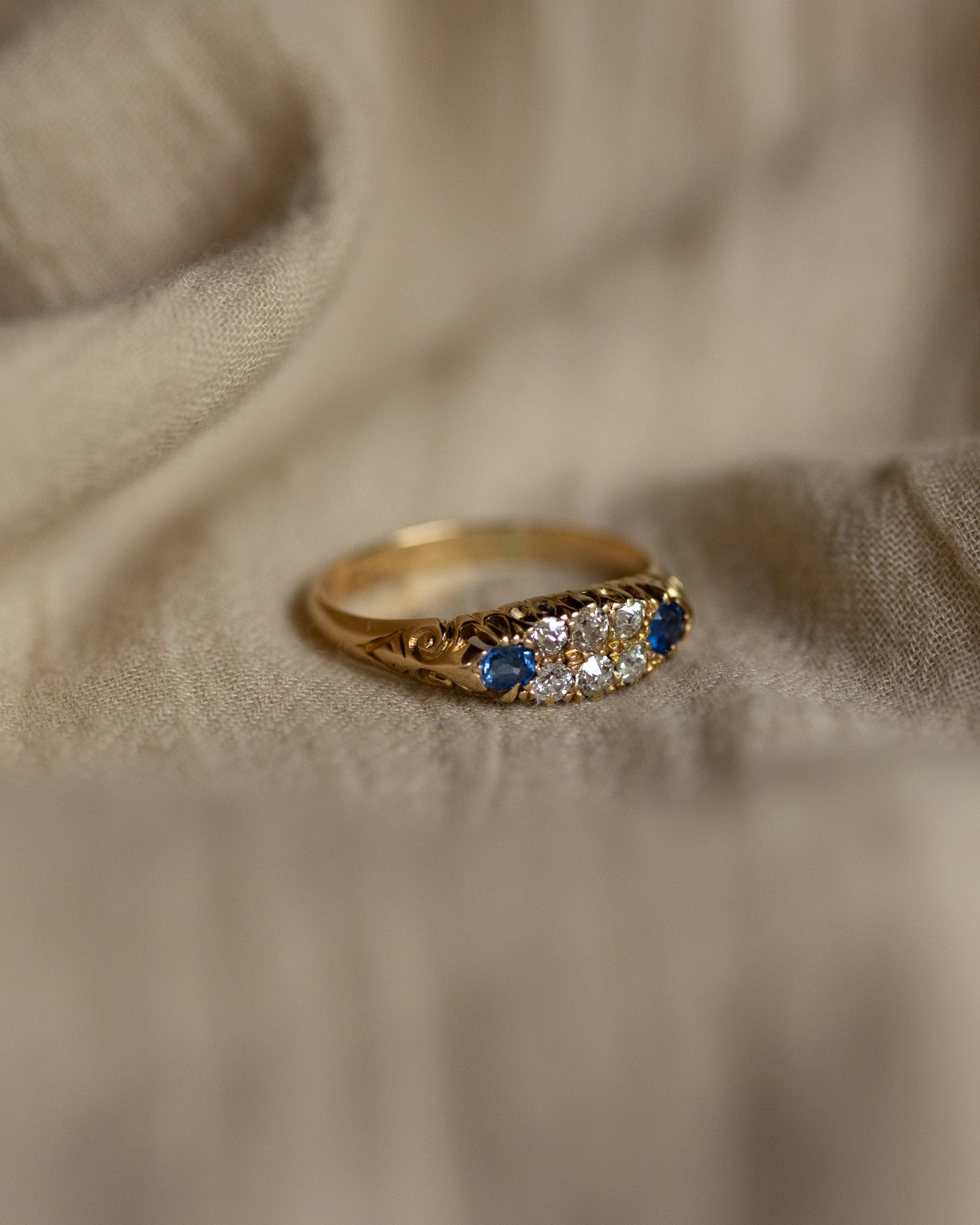 Mary Antique 18ct Gold Sapphire & Diamond Ring