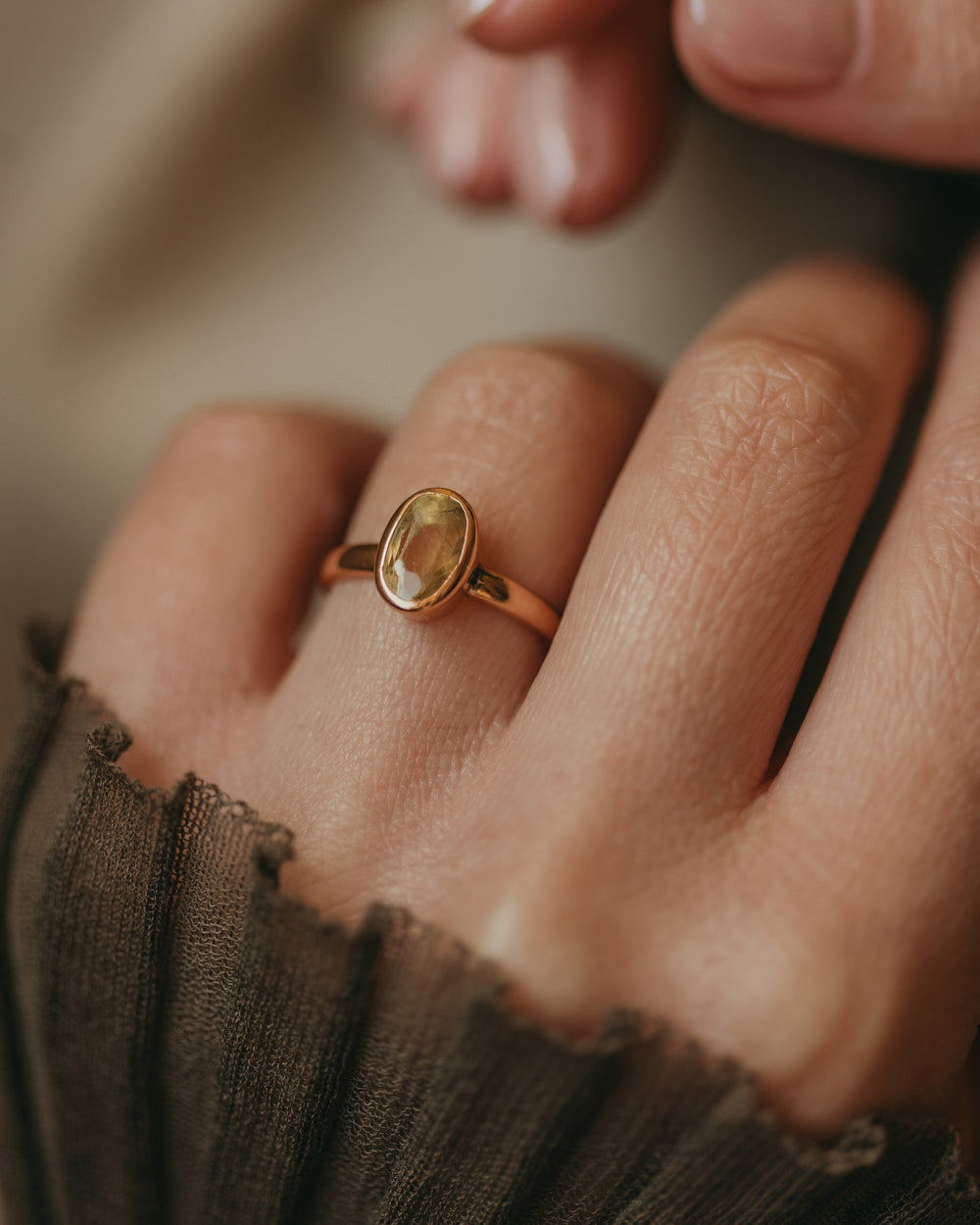 Gertrude Antique 18ct Gold Topaz Single Stone Ring