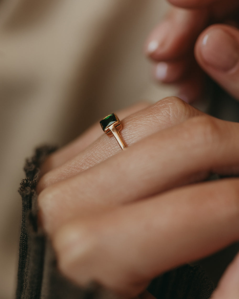 Harriet 1937 Vintage 18ct Gold Tourmaline Single Stone Ring