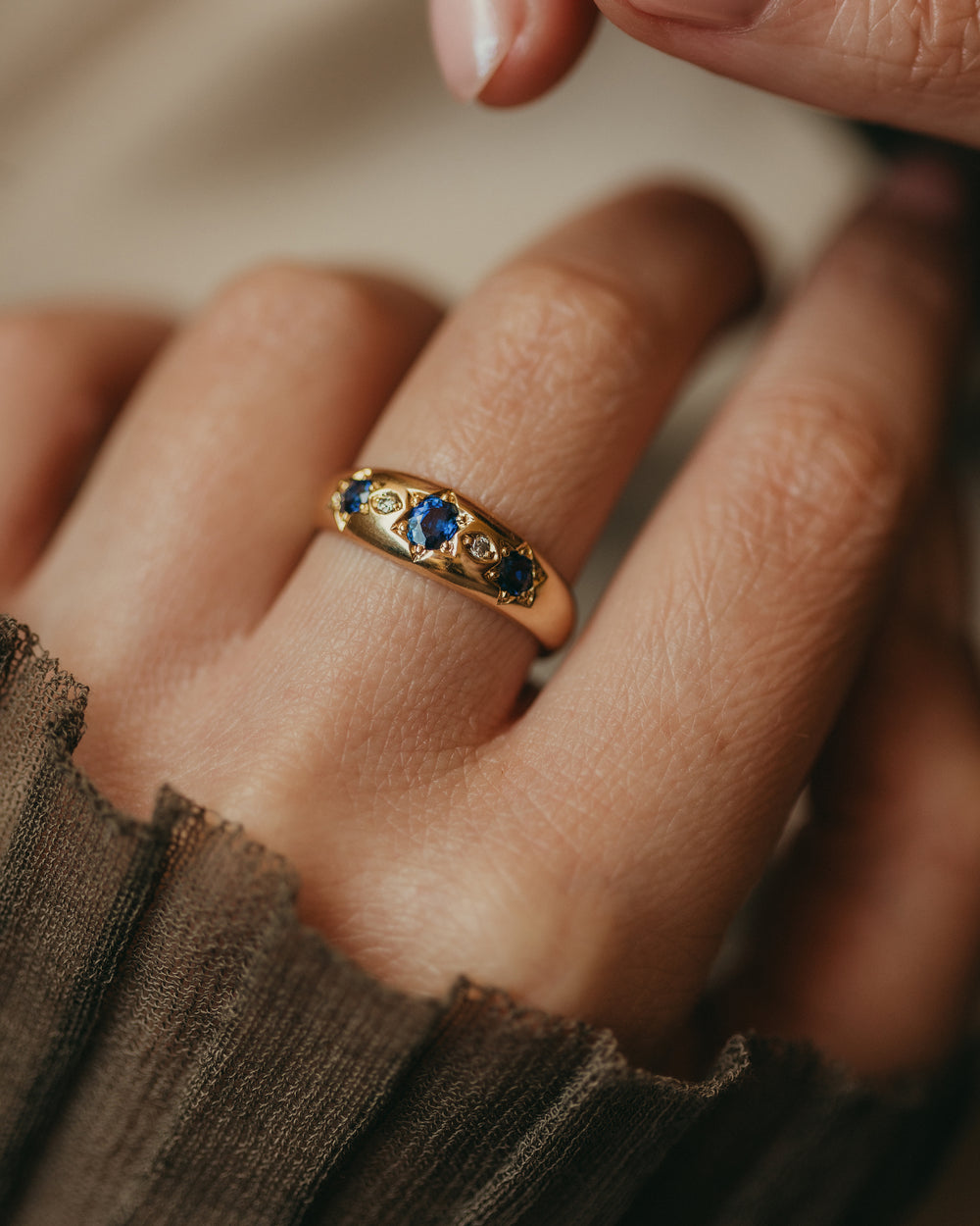 Juliette Antique 15ct Gold Star Set Sapphire & Diamond Ring