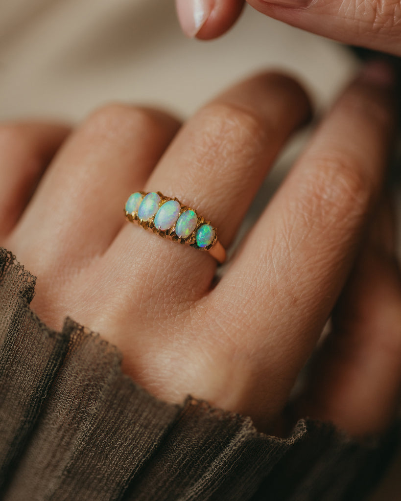 Nellie 1914 Antique 18ct Gold Opal Five Stone Ring