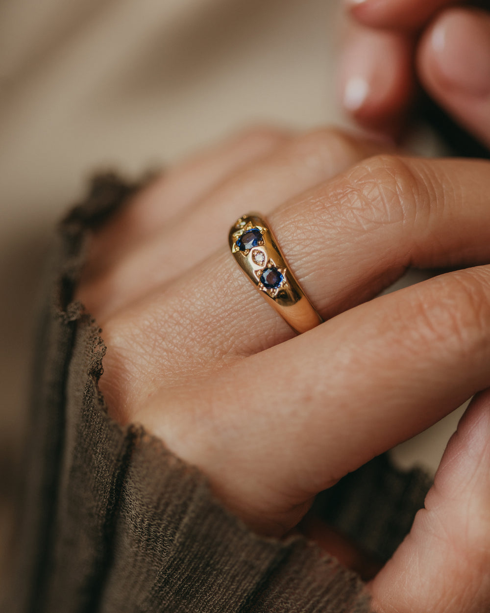 Juliette Antique 15ct Gold Star Set Sapphire & Diamond Ring