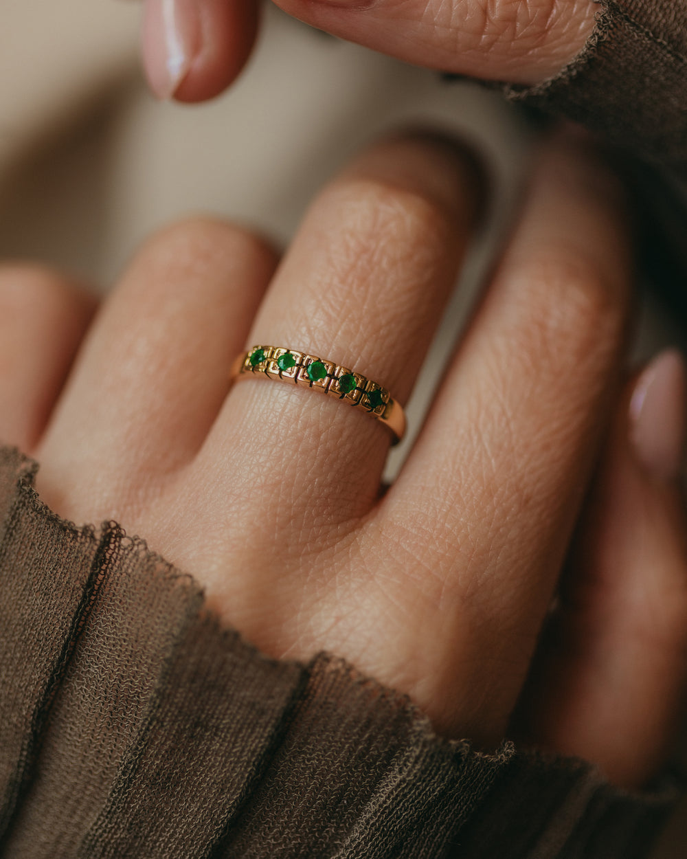 Winifred 1988 Vintage 18ct Gold Emerald Five Stone Ring