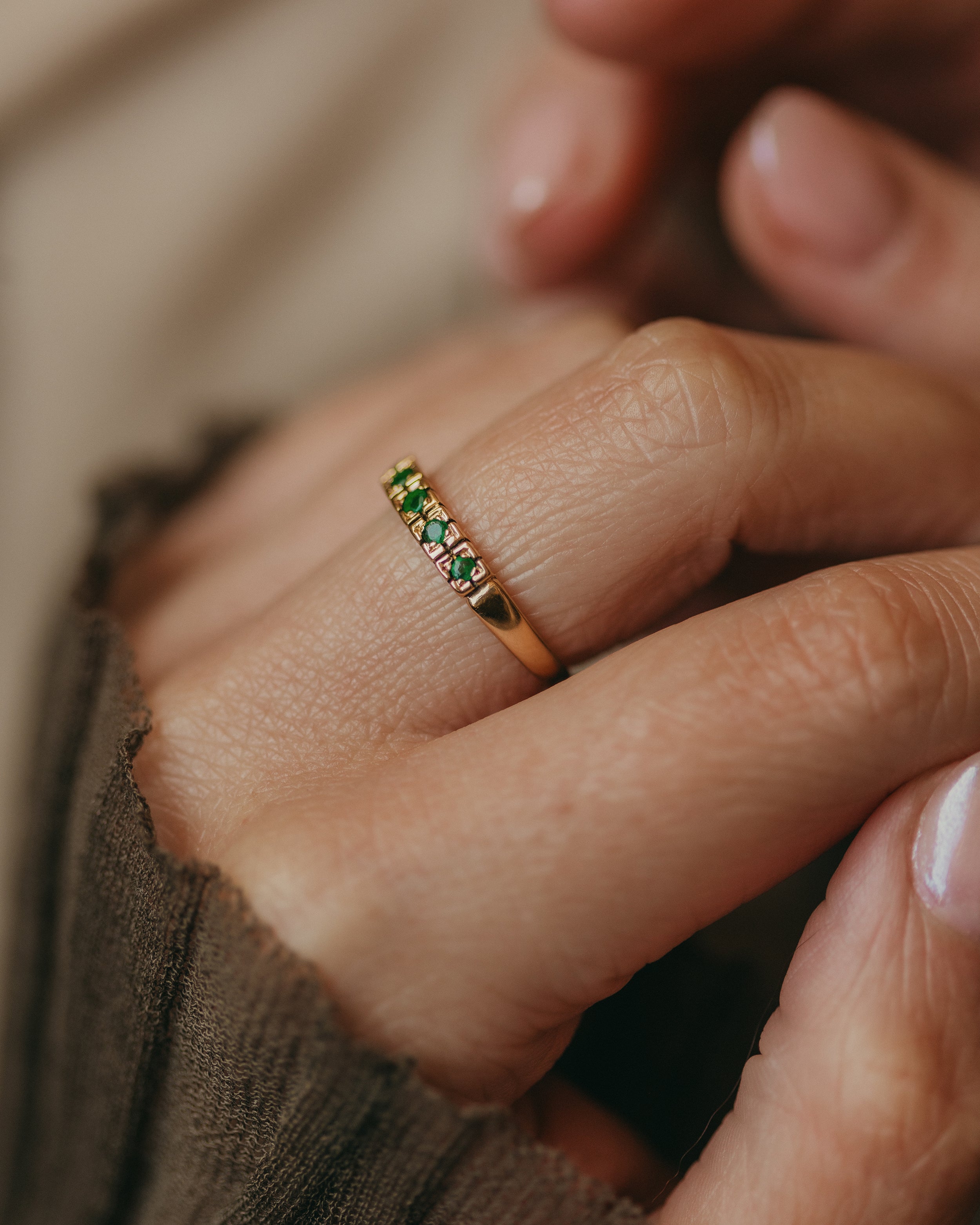 Winifred 1988 Vintage 18ct Gold Emerald Five Stone Ring