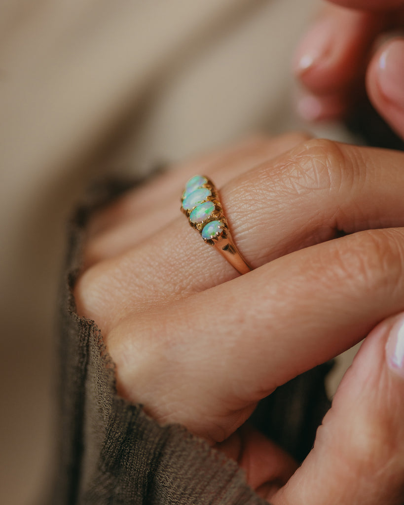 Nellie 1914 Antique 18ct Gold Opal Five Stone Ring