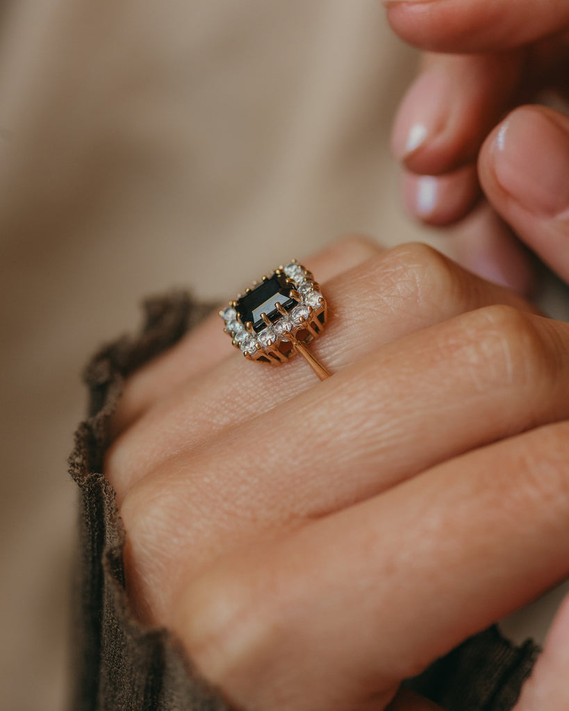 Clarice Vintage 9ct Gold Sapphire & CZ Cluster Ring