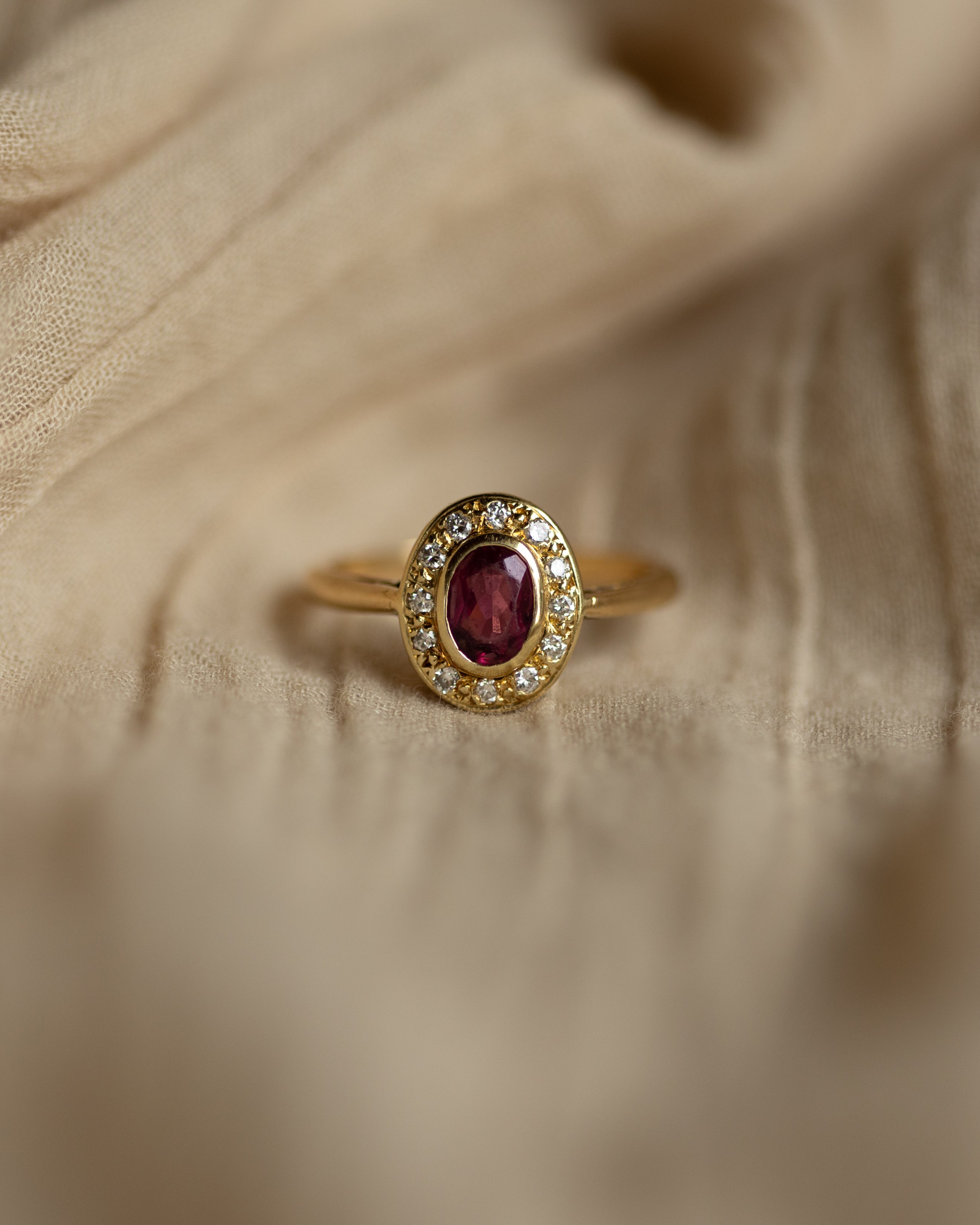 Image of Agatha 1987 Vintage 18ct Gold Pink Tourmaline & Diamond Cluster Ring