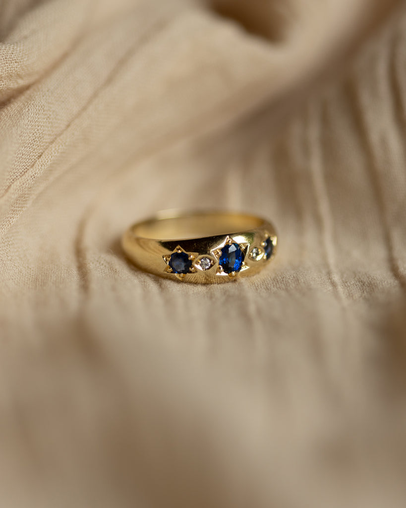 Juliette Antique 15ct Gold Star Set Sapphire & Diamond Ring
