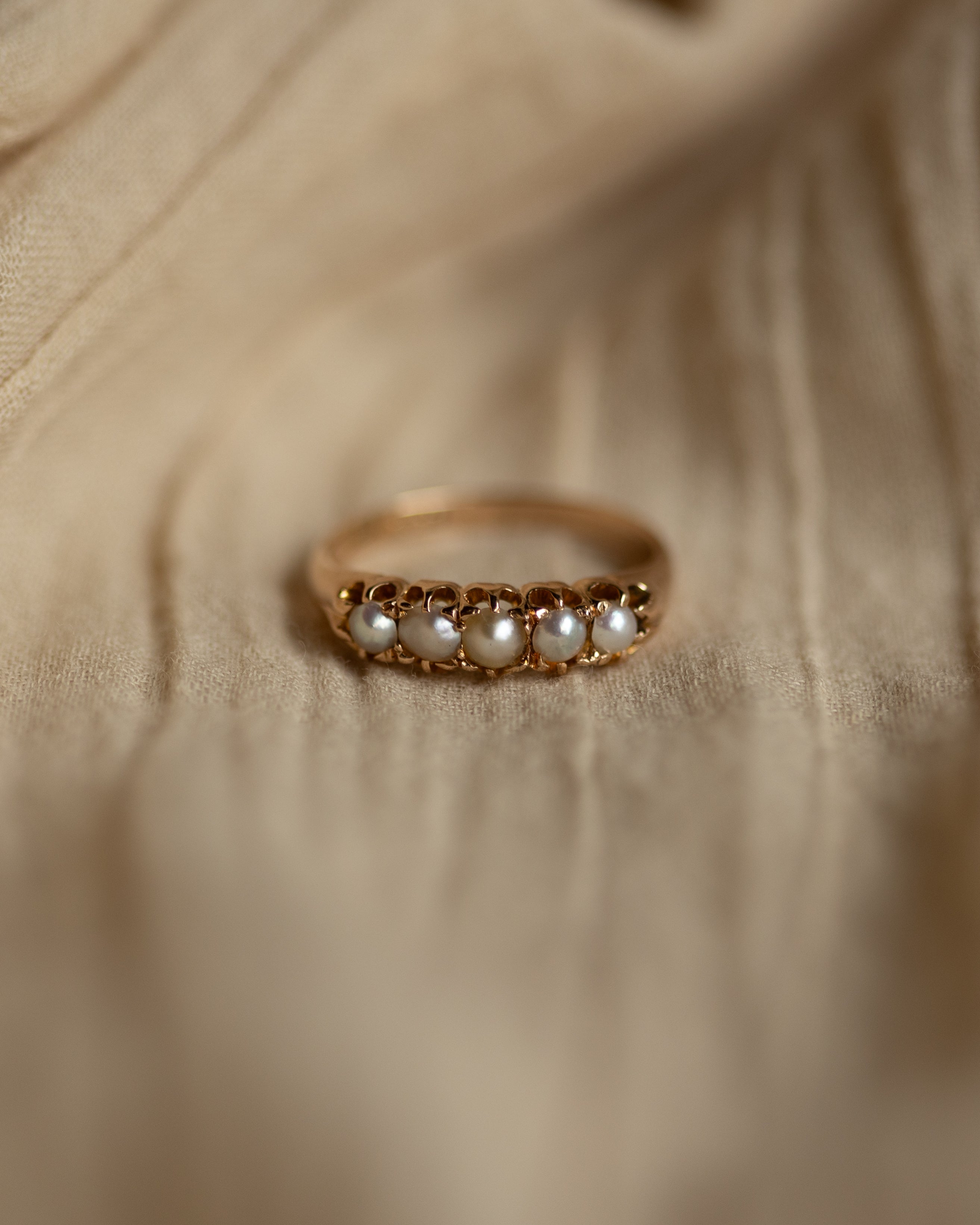 Image of Sophronia Antique 15ct Gold Star Pearl Five Stone Ring