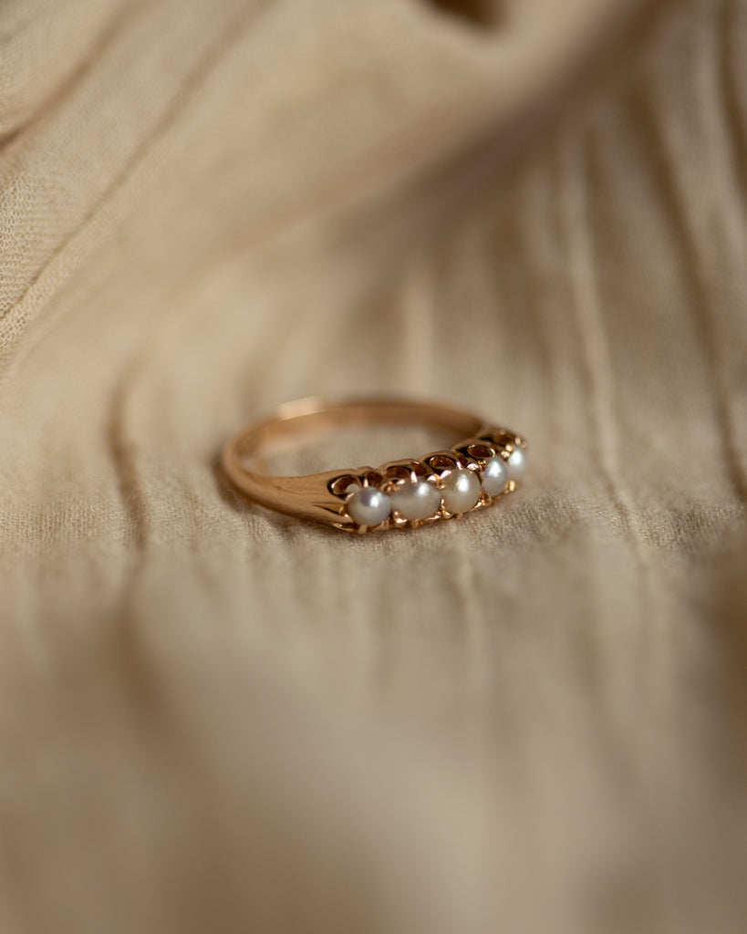 Sophronia Antique 15ct Gold Star Pearl Five Stone Ring
