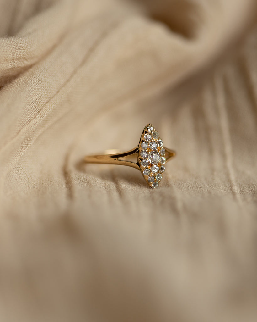 Alma 1914 Antique 18ct Gold Diamond Marquise Ring