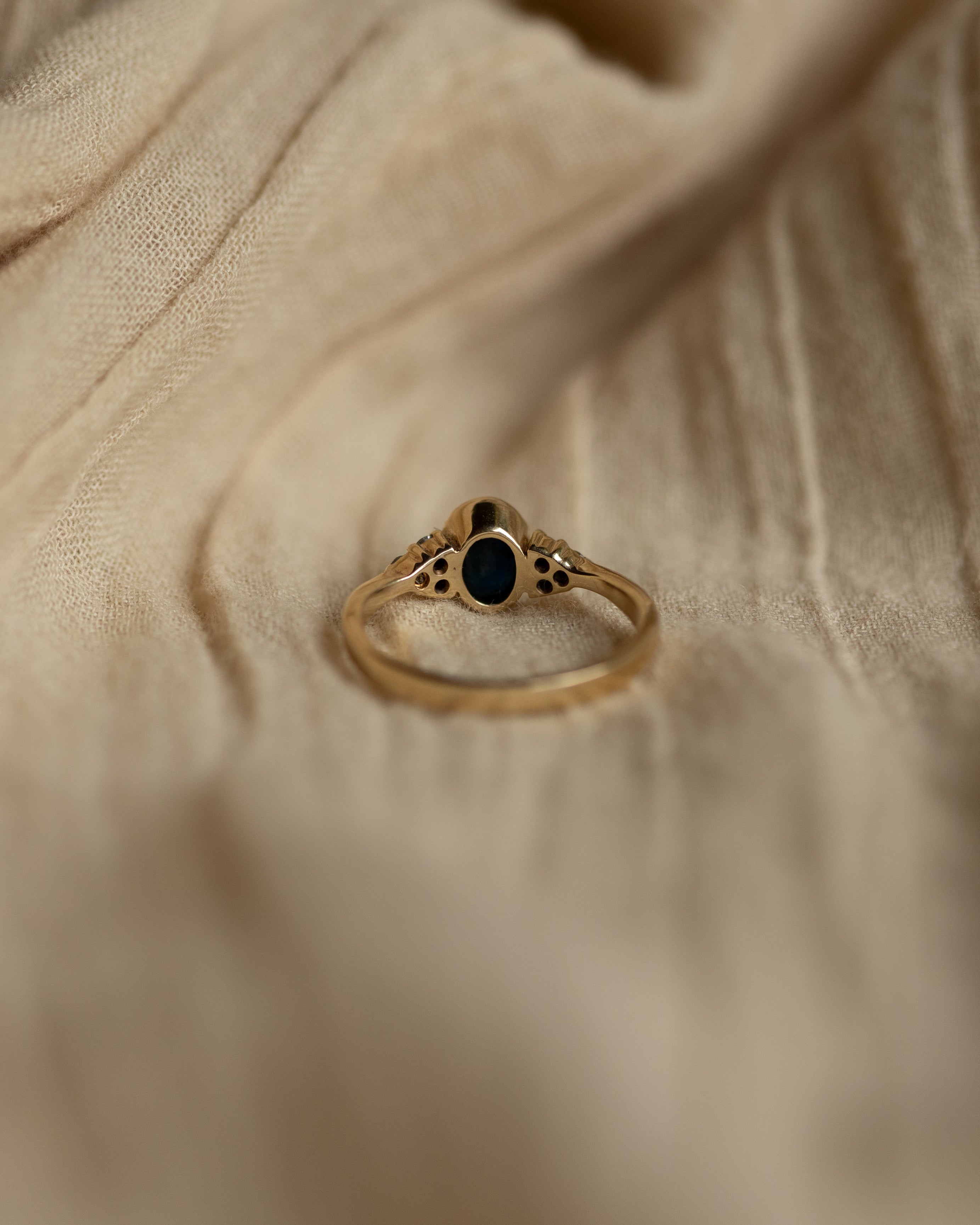 Lila 1996 Vintage 9ct Gold Sapphire & Diamond Seven Stone Ring