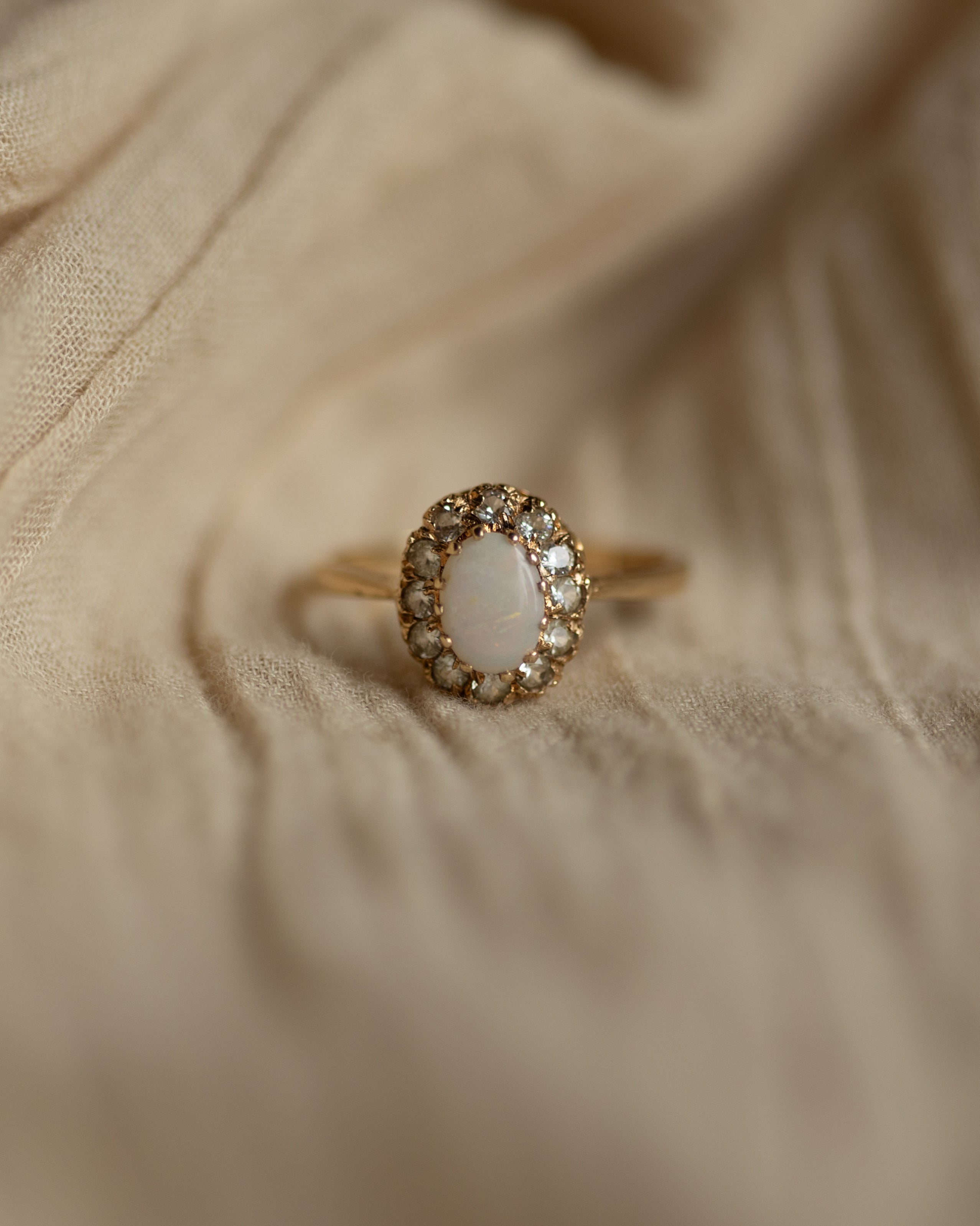 Image of Verity 1973 Vintage 9ct Gold Opal & CZ Cluster Ring