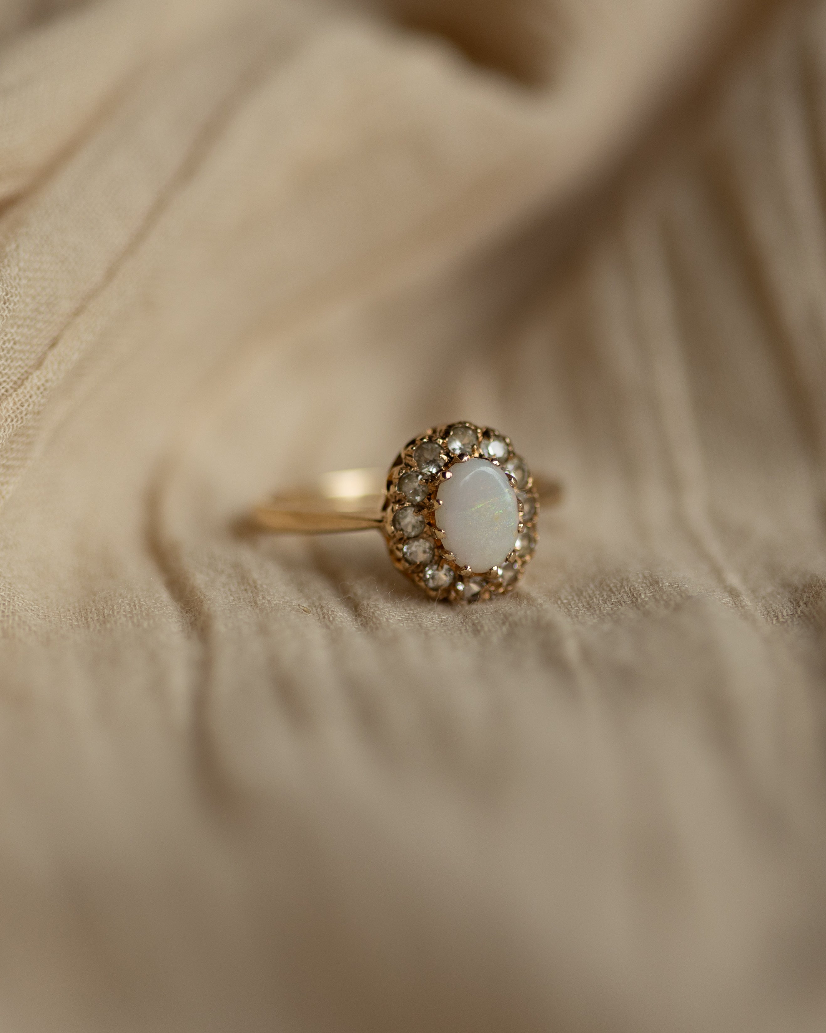 Verity 1973 Vintage 9ct Gold Opal & CZ Cluster Ring