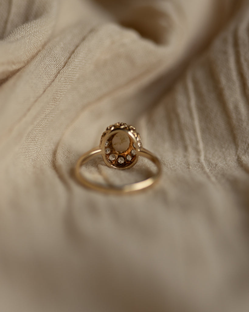 Verity 1973 Vintage 9ct Gold Opal & CZ Cluster Ring