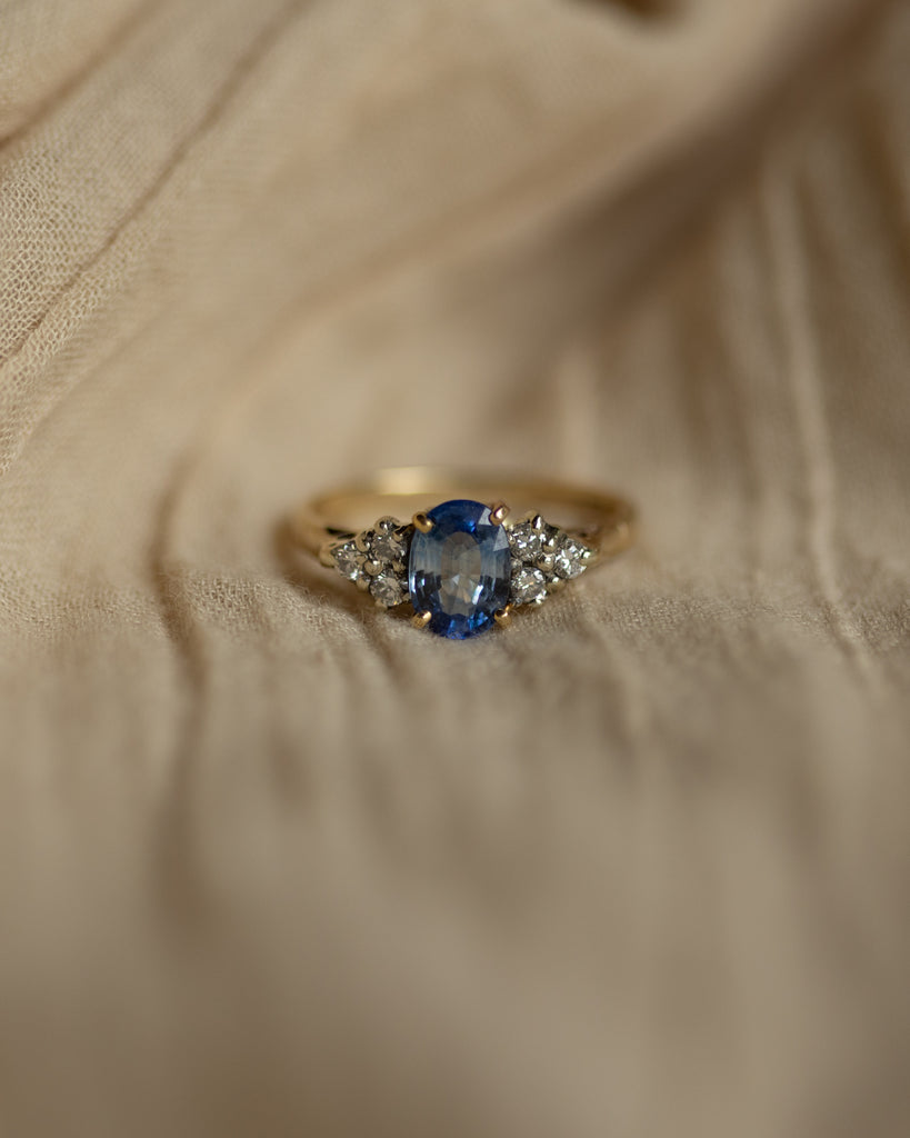 Blanche Vintage 9ct Gold Sapphire & Diamond Cluster Ring