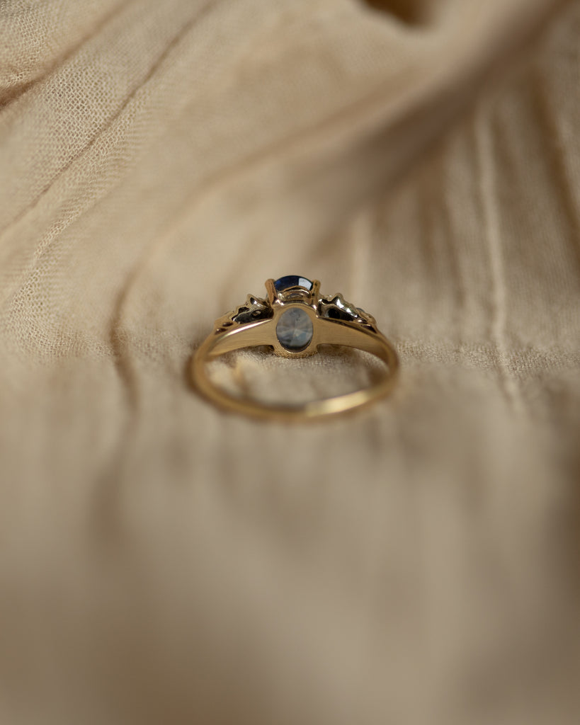 Blanche Vintage 9ct Gold Sapphire & Diamond Cluster Ring