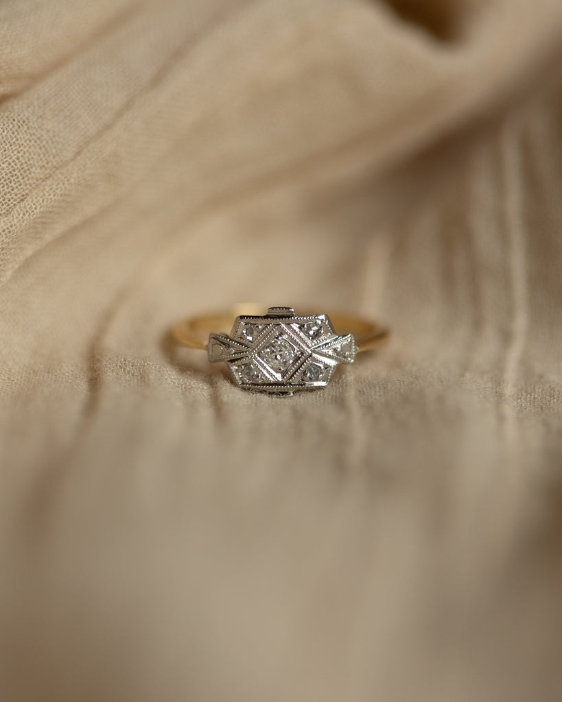 Tilda Antique Art Deco 18ct Gold Diamond Panel Ring