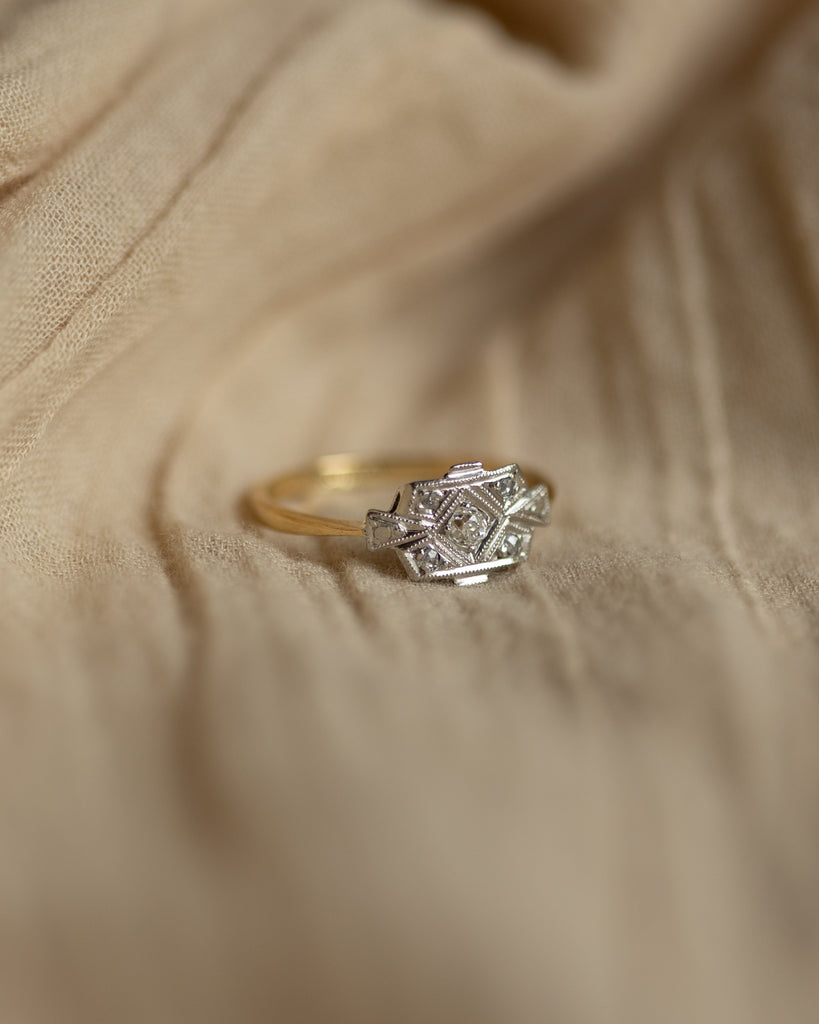 Tilda Antique Art Deco 18ct Gold Diamond Panel Ring