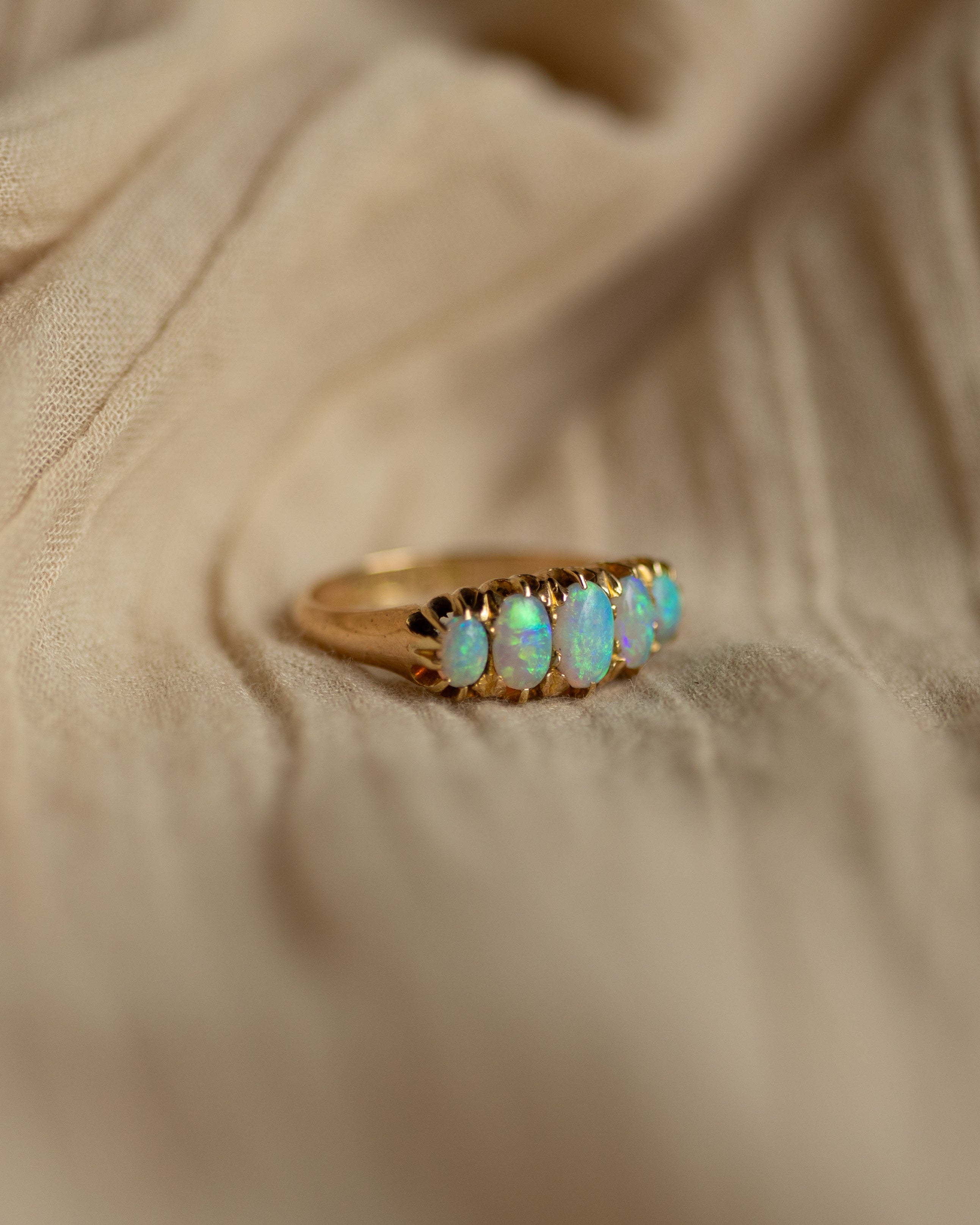 Nellie 1914 Antique 18ct Gold Opal Five Stone Ring