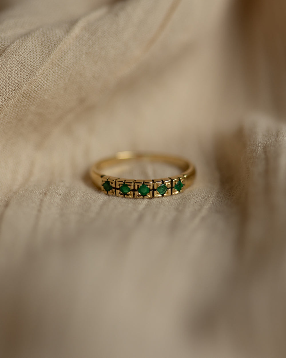 Winifred 1988 Vintage 18ct Gold Emerald Five Stone Ring