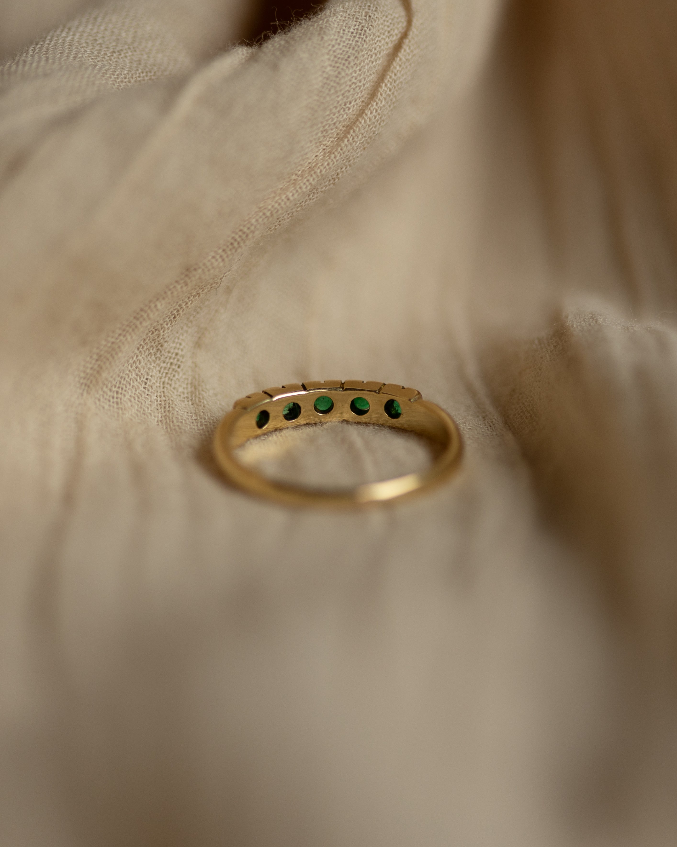 Winifred 1988 Vintage 18ct Gold Emerald Five Stone Ring