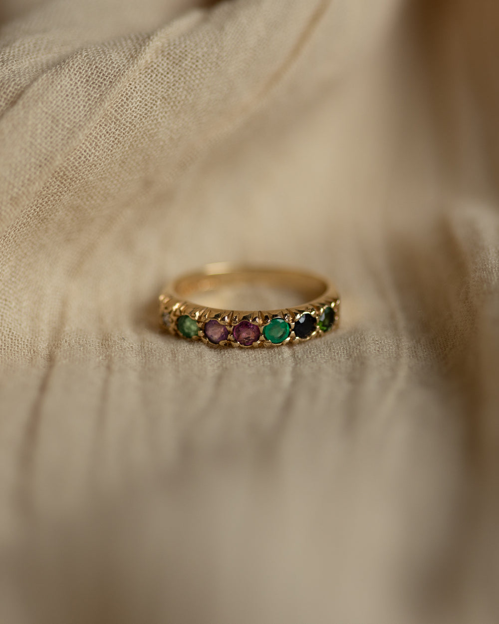 Polly 1988 Vintage 9ct Gold Acrostic Dearest Half Eternity Ring