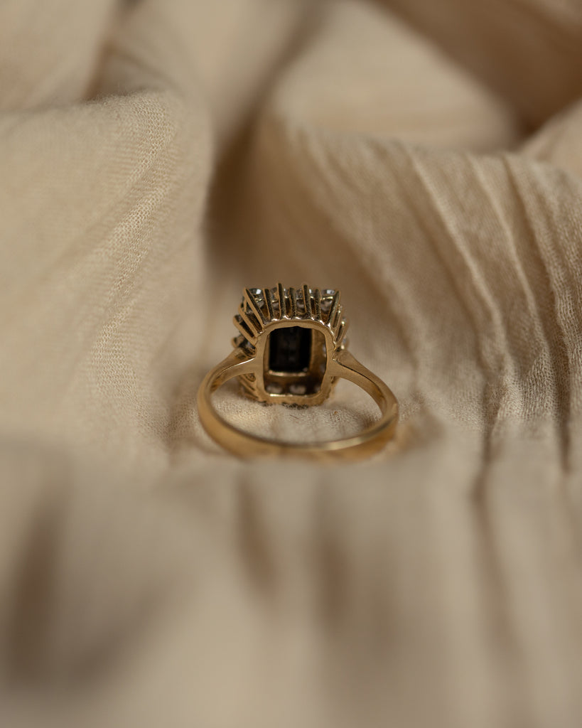Clarice Vintage 9ct Gold Sapphire & CZ Cluster Ring