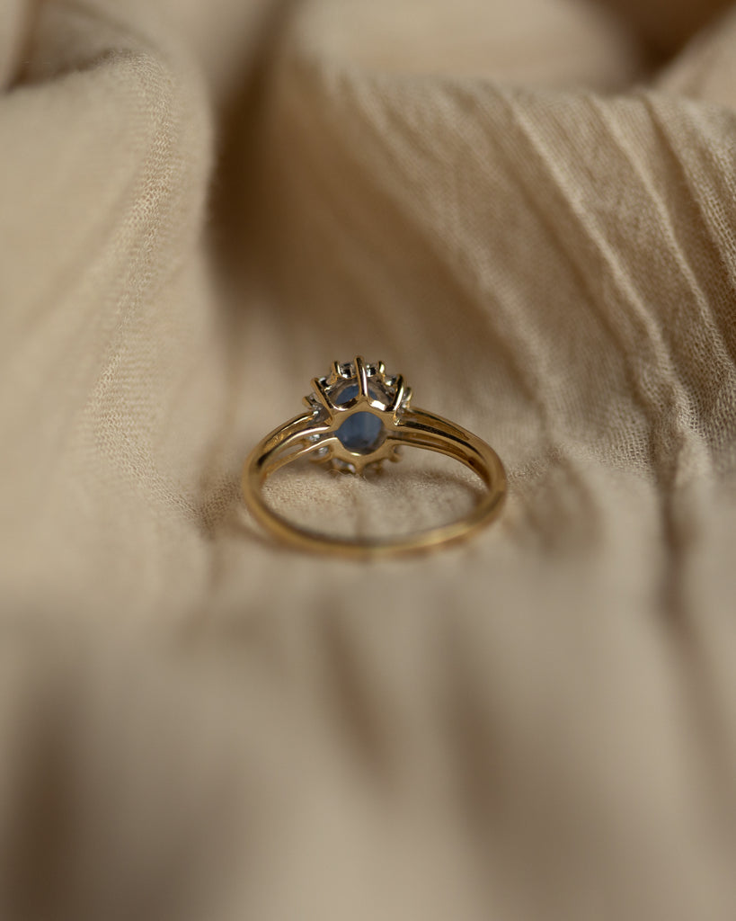 Hester Vintage 9ct Gold Sapphire & Diamond Cluster Ring