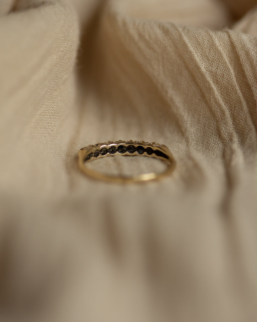 Rowena 1991 Vintage 9ct Gold Sapphire & Diamond Half Eternity Ring