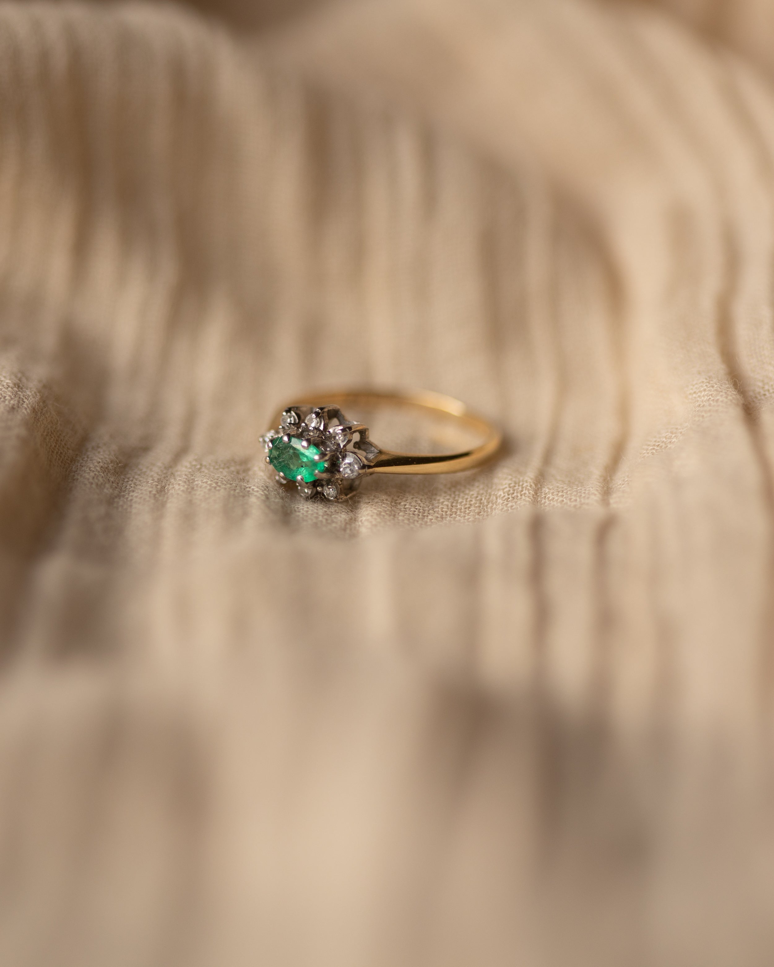 Jeanette 1986 9ct Gold Emerald & Diamond Ring