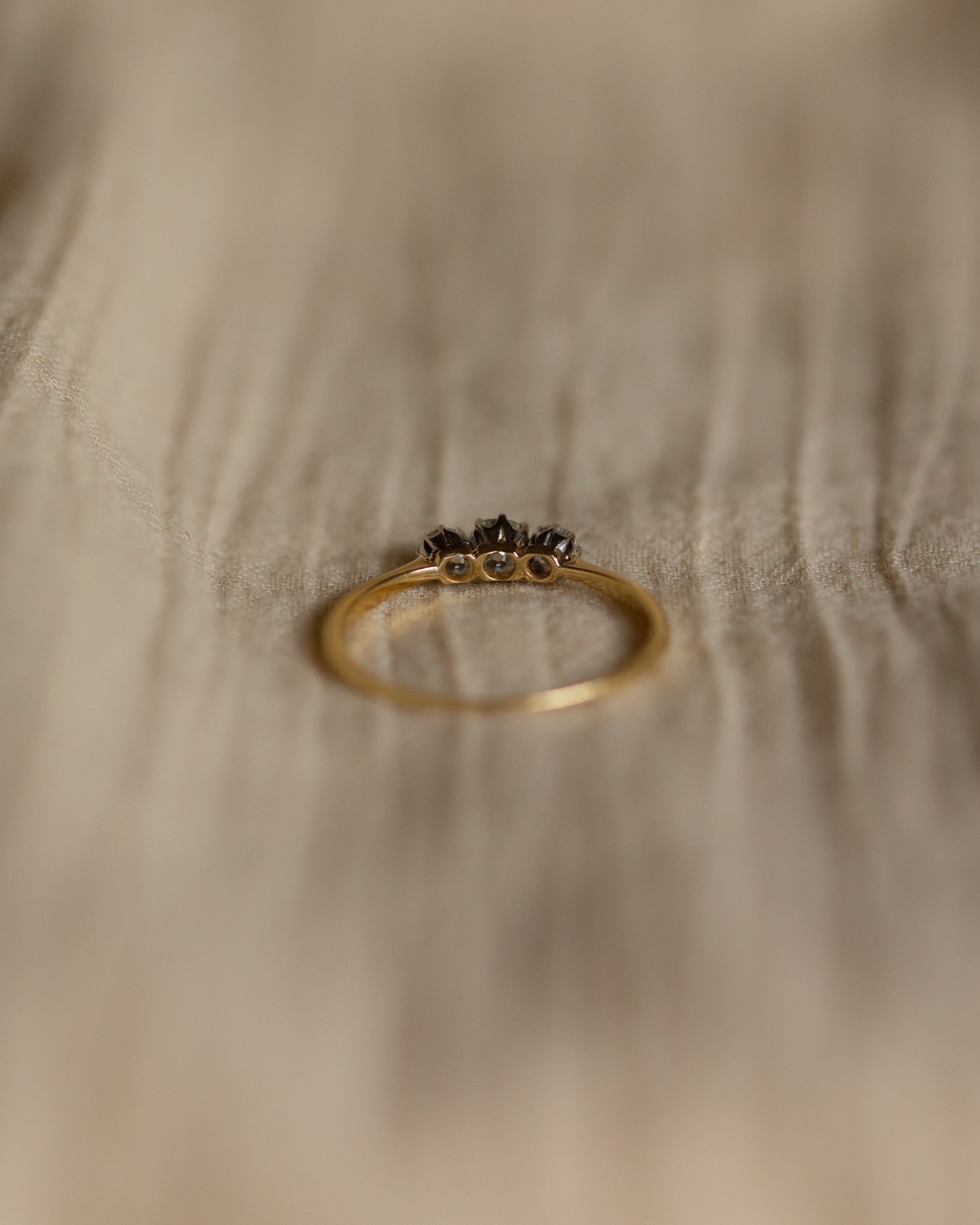 Jacinta Antique 18ct Gold Diamond Trilogy Ring