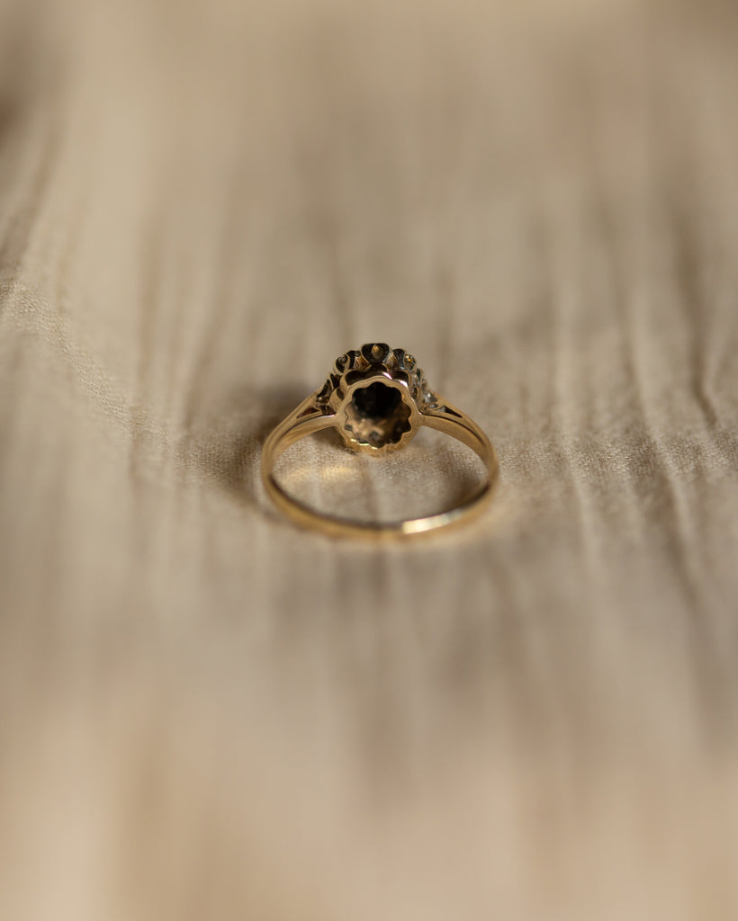 Helena 1983 Vintage 9ct Gold Sapphire & Diamond Cluster Ring