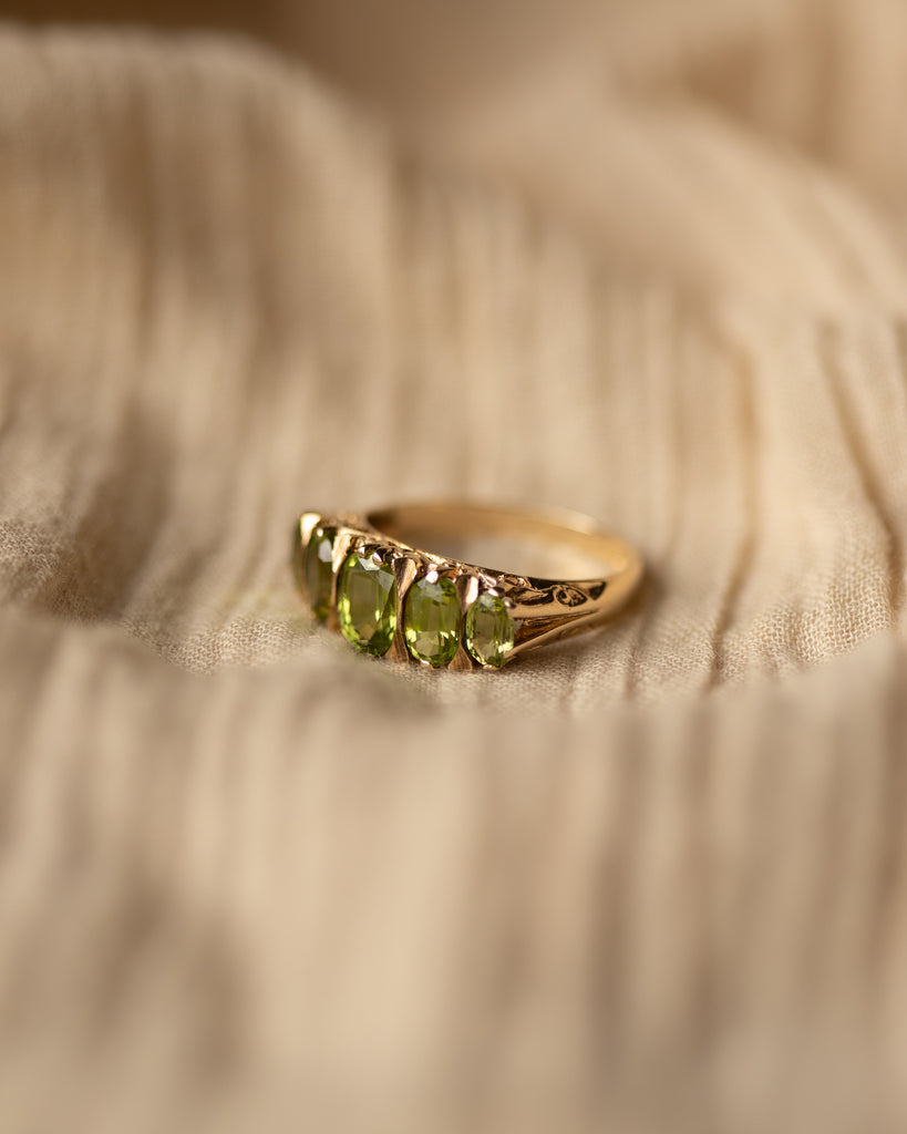 Hannah 1980 Vintage 9ct Gold Five Stone Peridot Ring