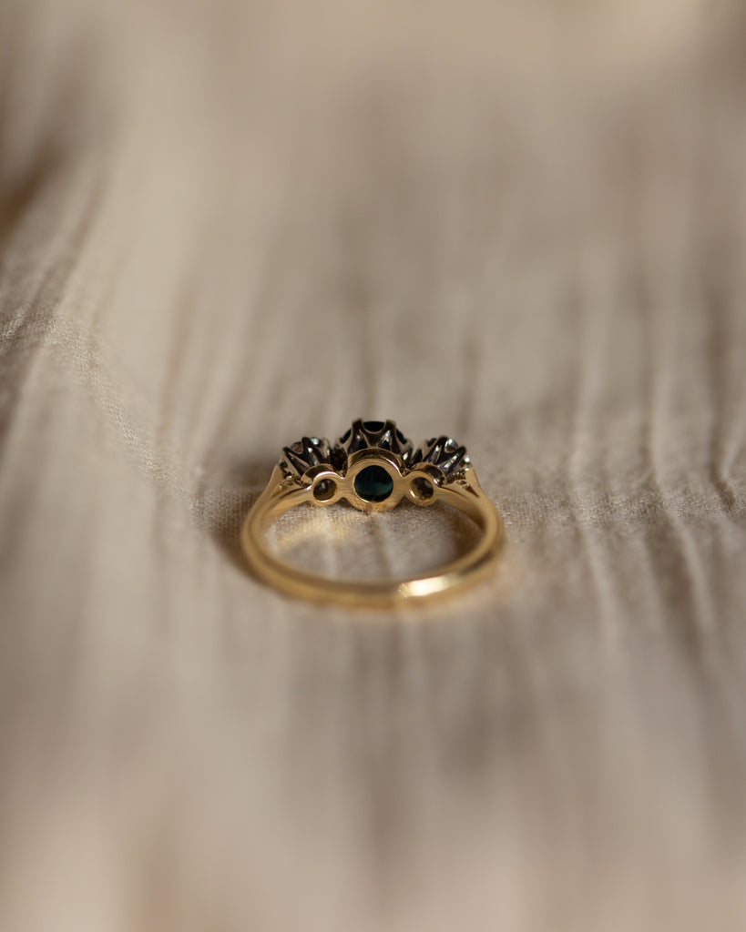 Gisella 1975 Vintage 18ct Gold Sapphire & Diamond Trilogy Ring