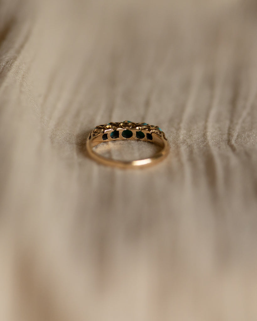 Bridget Antique 18ct Gold Turquoise Five Stone Ring