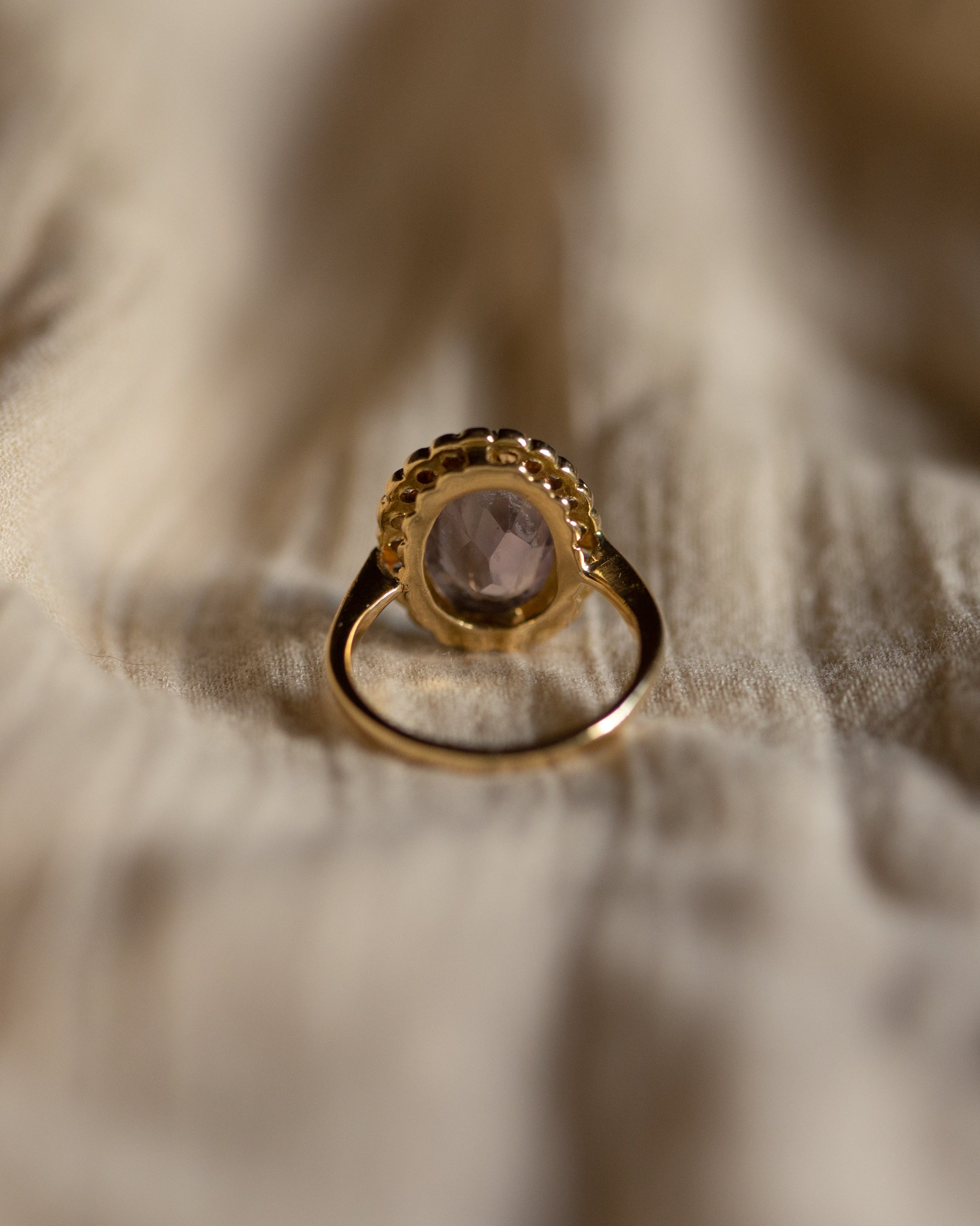 Eloise Vintage 18ct Gold Amethyst & CZ Cluster Ring