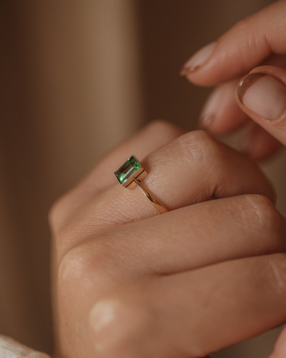 Nina Vintage Art Deco 9ct Gold Paste Solitaire Ring