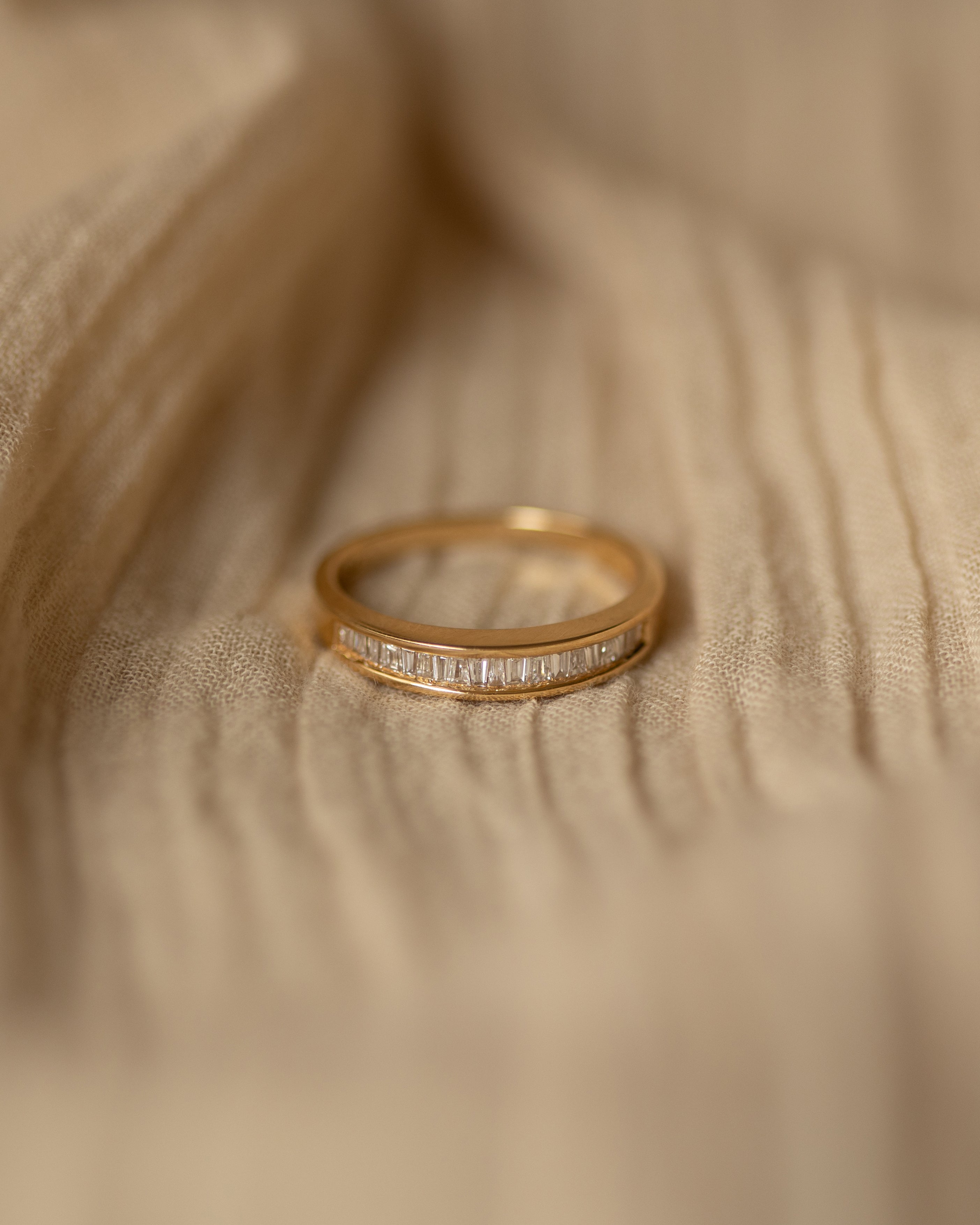 Phoebe 1965 Vintage 18ct Gold Baguette Cut Diamond Half Eternity Ring