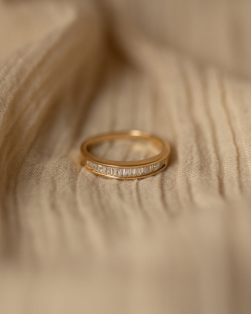 Phoebe 1965 Vintage 18ct Gold Baguette Cut Diamond Half Eternity Ring