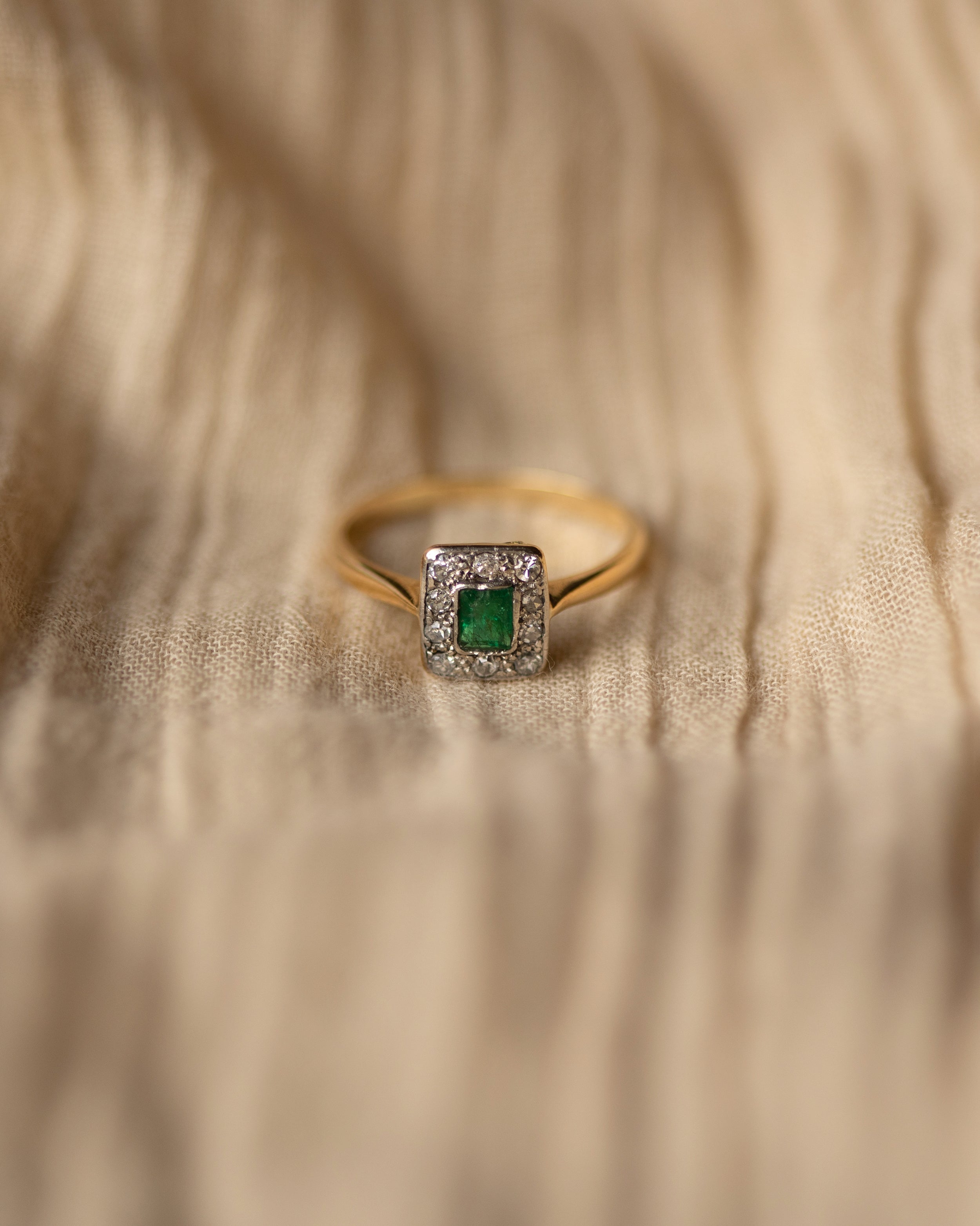 Henrietta Antique 18ct Gold Emerald & Diamond Ring