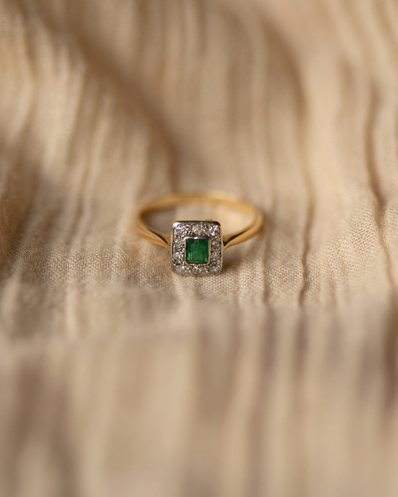 Henrietta Antique 18ct Gold Emerald & Diamond Ring