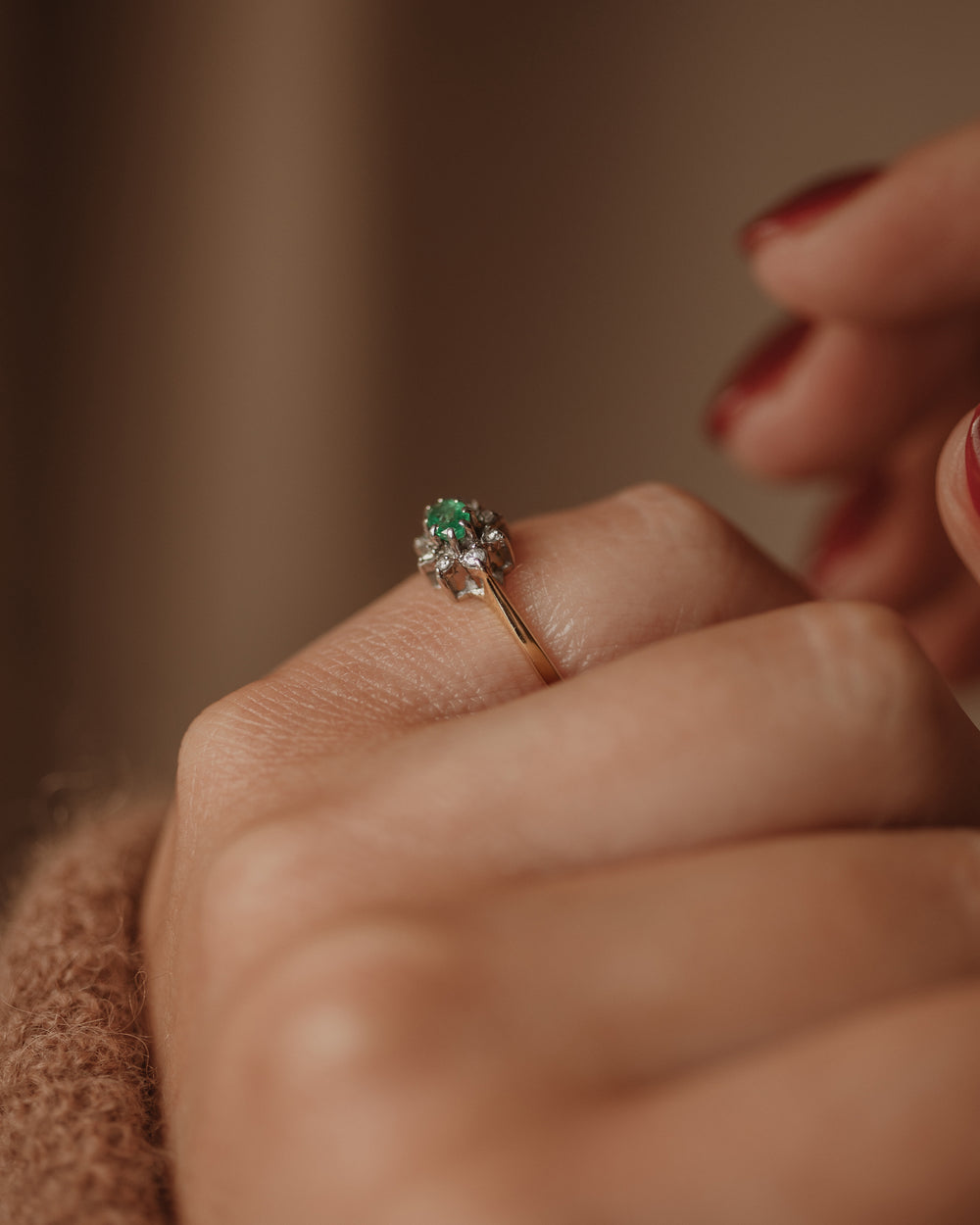 Jeanette 1986 9ct Gold Emerald & Diamond Ring